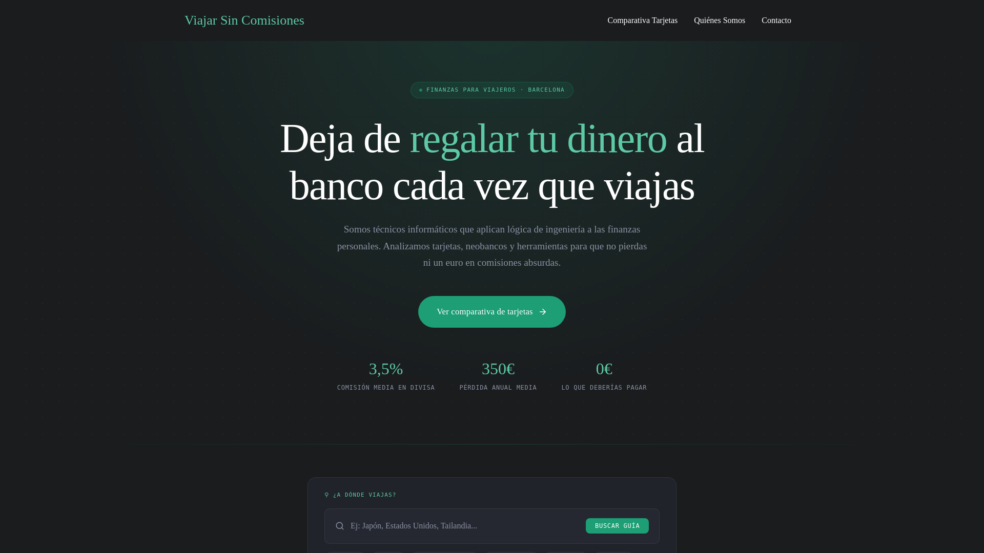website screenshot of https://viajarsincomisiones.com/