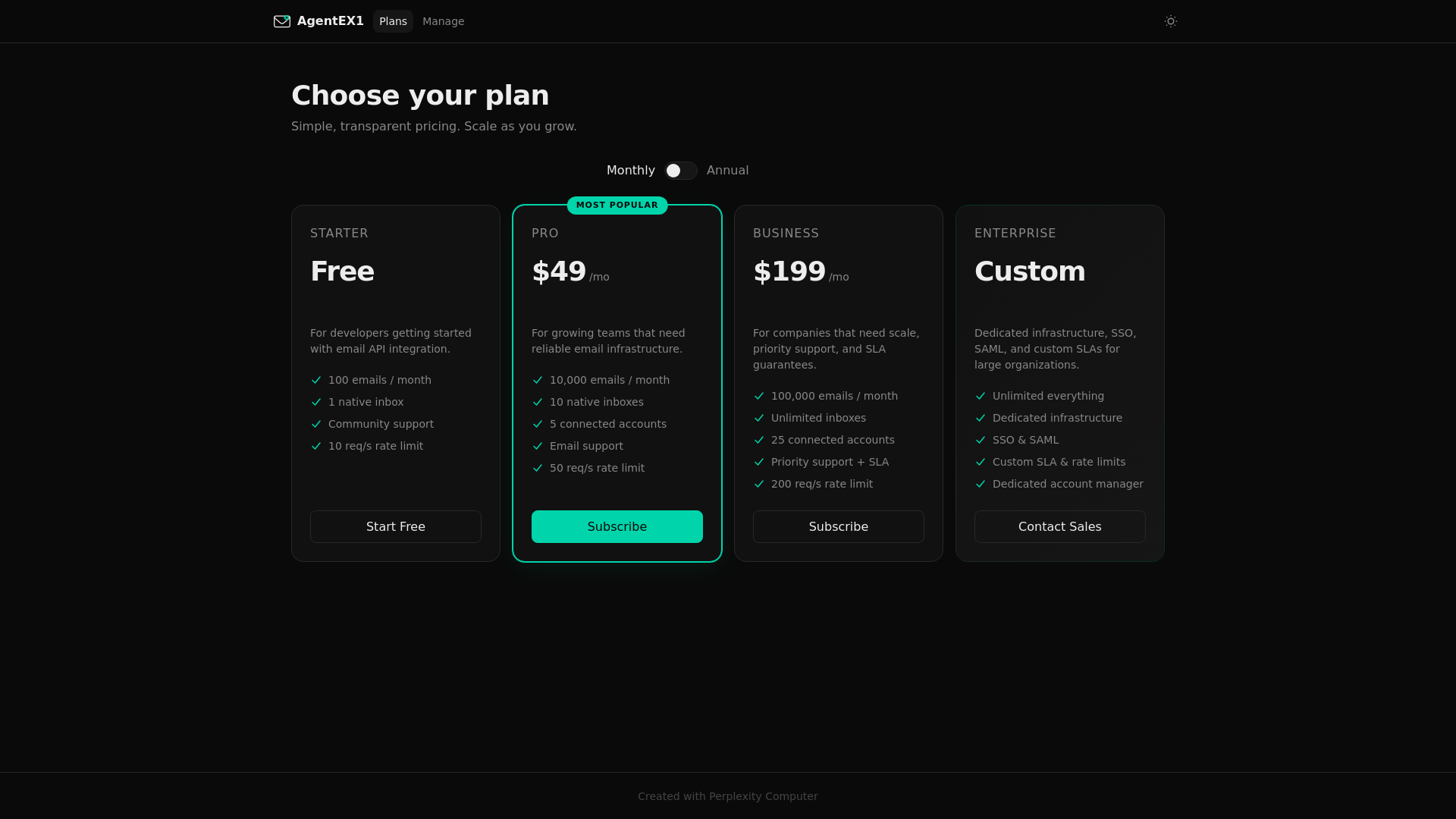 website screenshot of https://agentexone-billing.pages.dev/