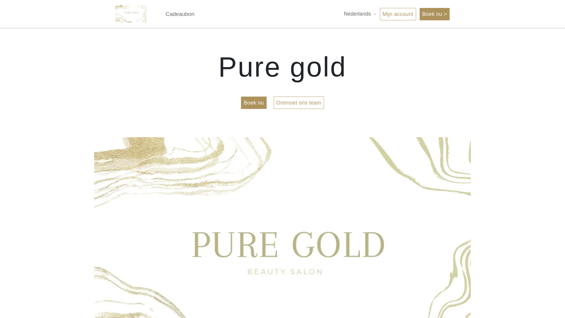 website screenshot of https://puregoldbeautysalon.be