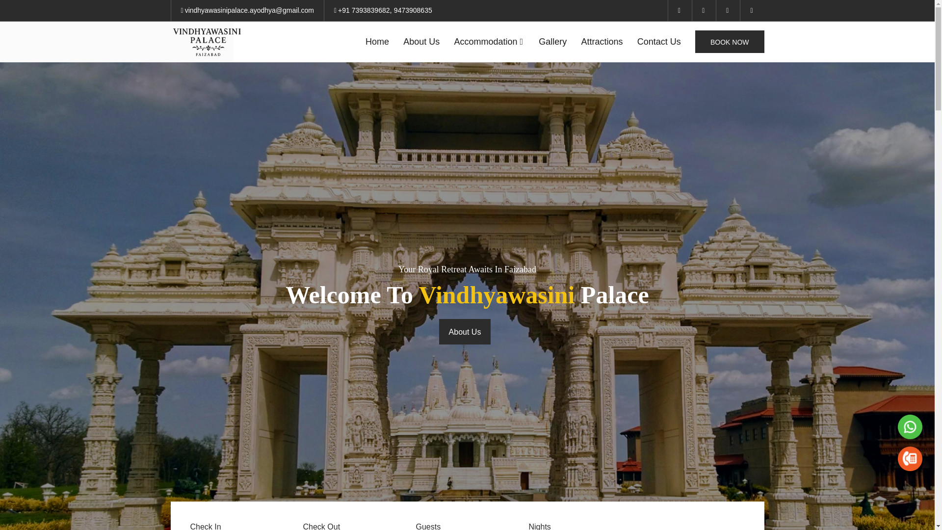 website screenshot of https://vindhyawasinipalace.com/