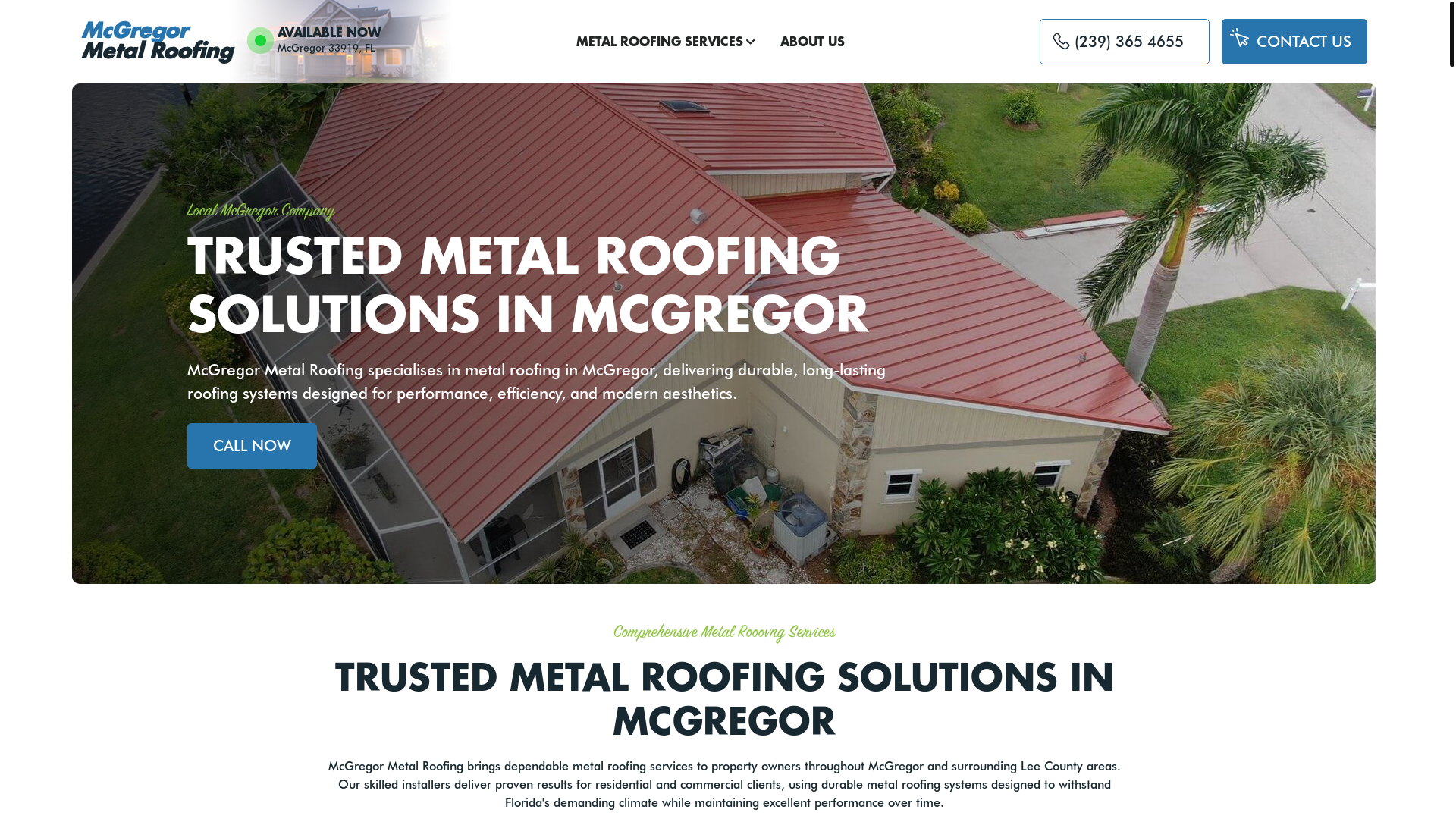 website screenshot of https://mcgregormetalroofing.com