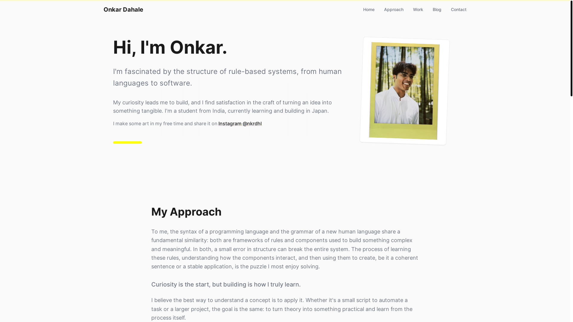 website screenshot of https://onkardahale.com/