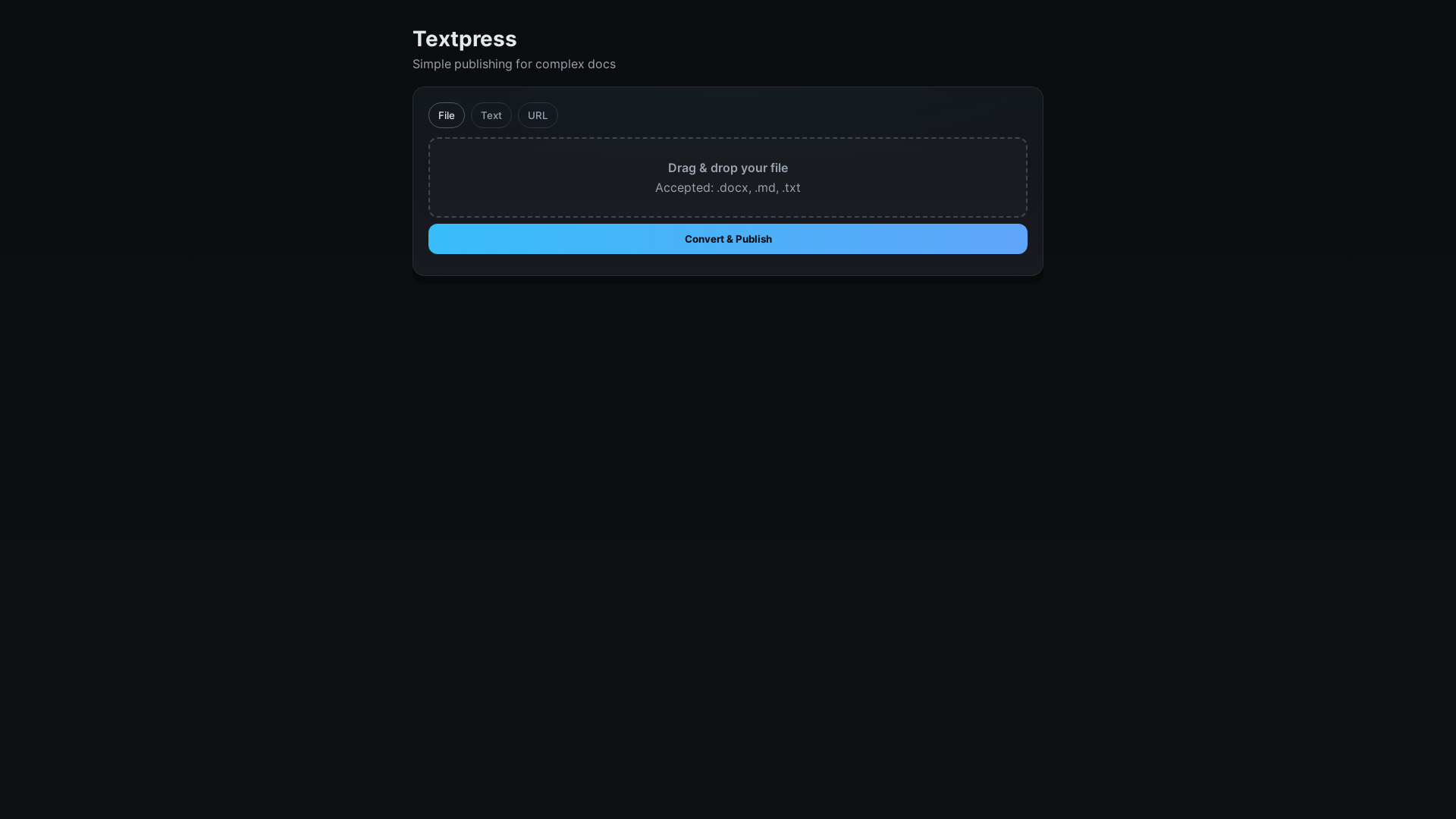 website screenshot of https://textpress-matt-test.pages.dev/