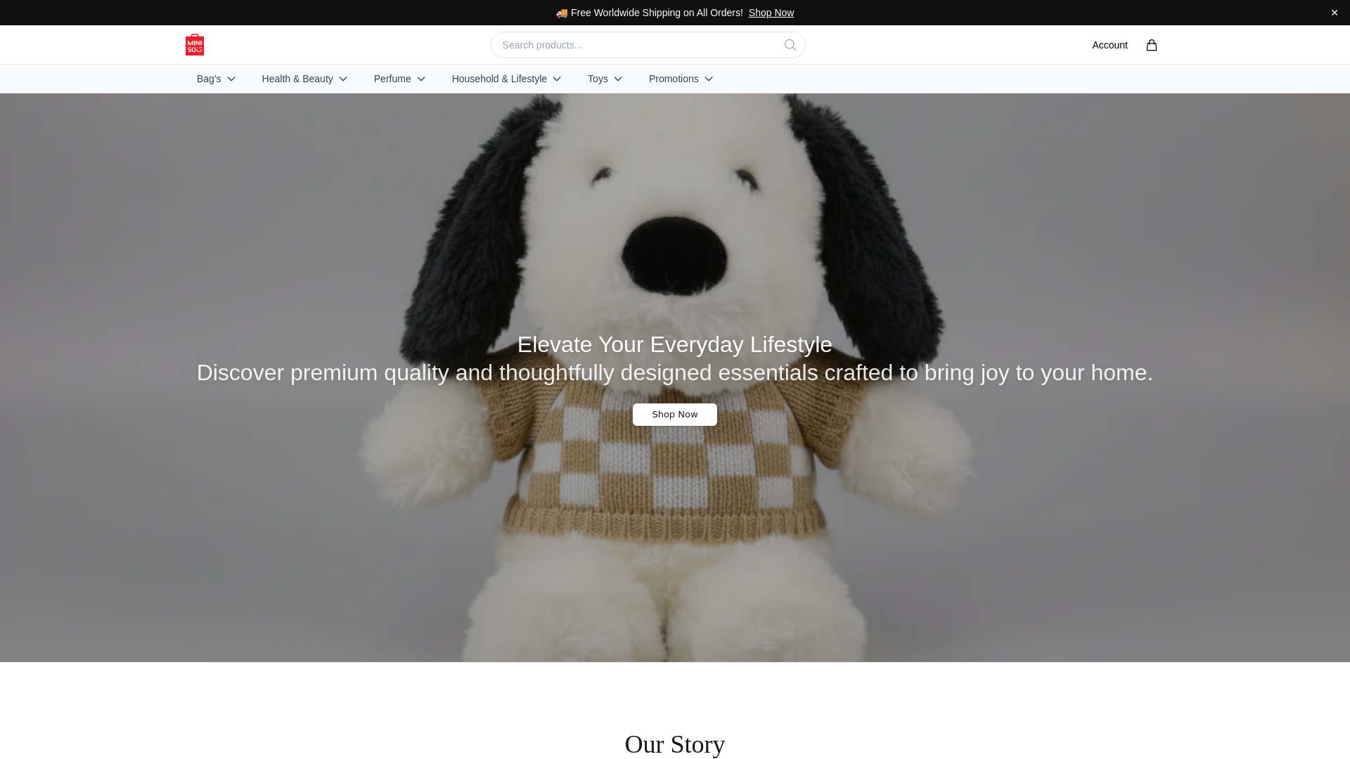 website screenshot of https://minisoegyptstyle.shop