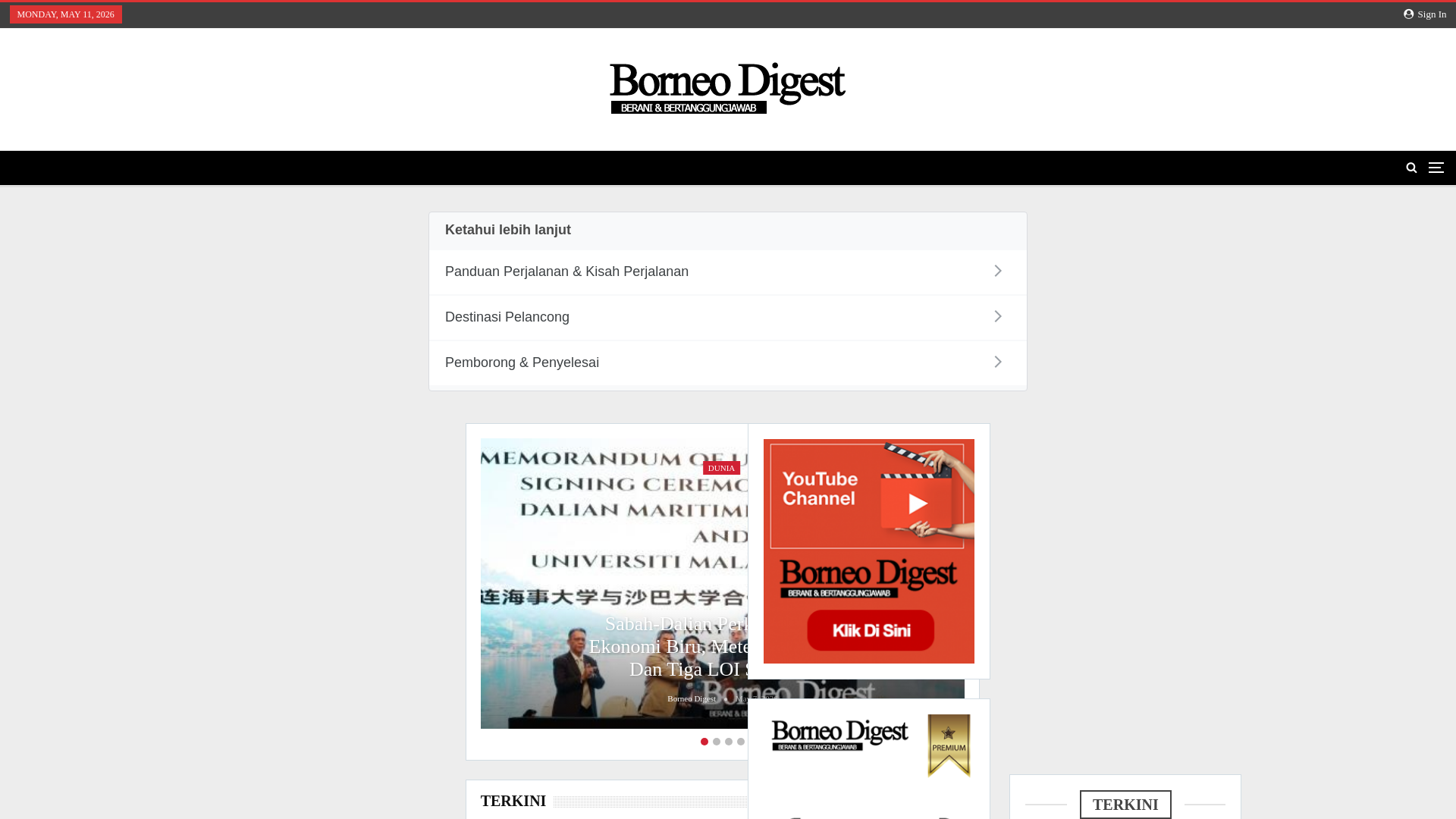 website screenshot of https://borneodigest.com.my