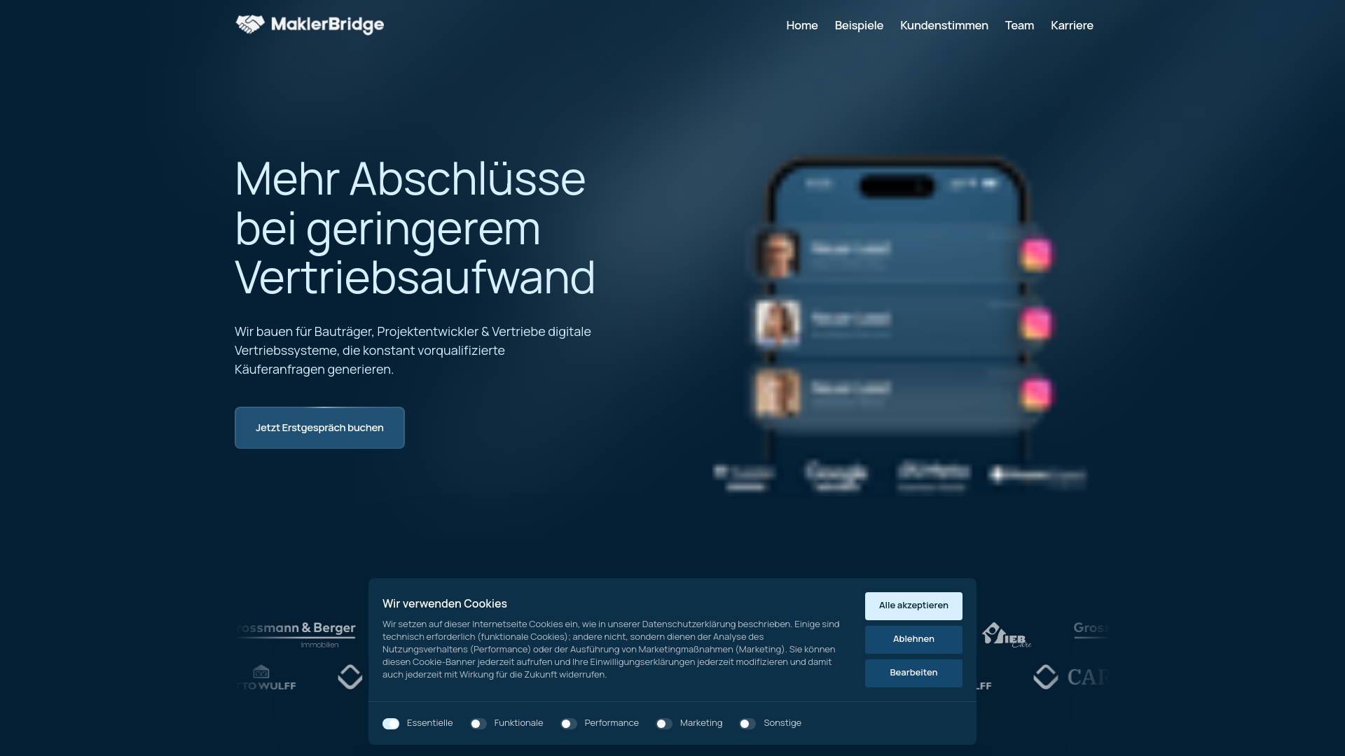 website screenshot of https://getmaklerbridge.com