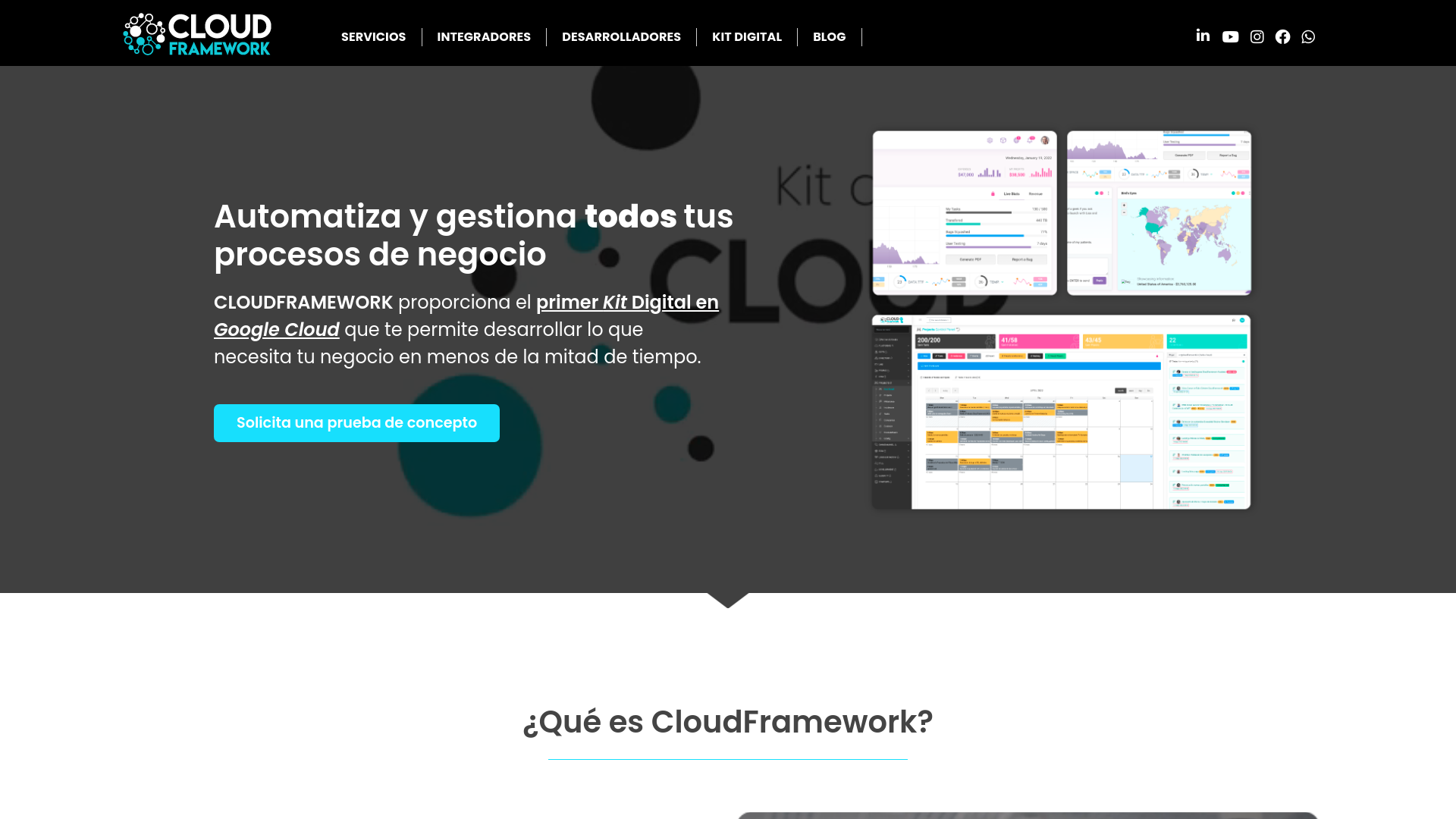 website screenshot of https://cloudframework.io/