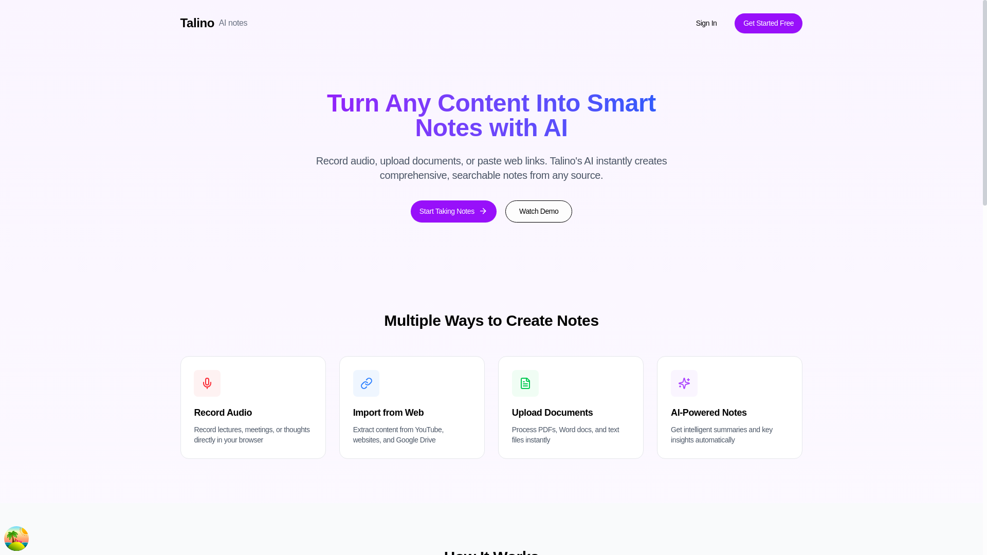 website screenshot of https://talino.app/