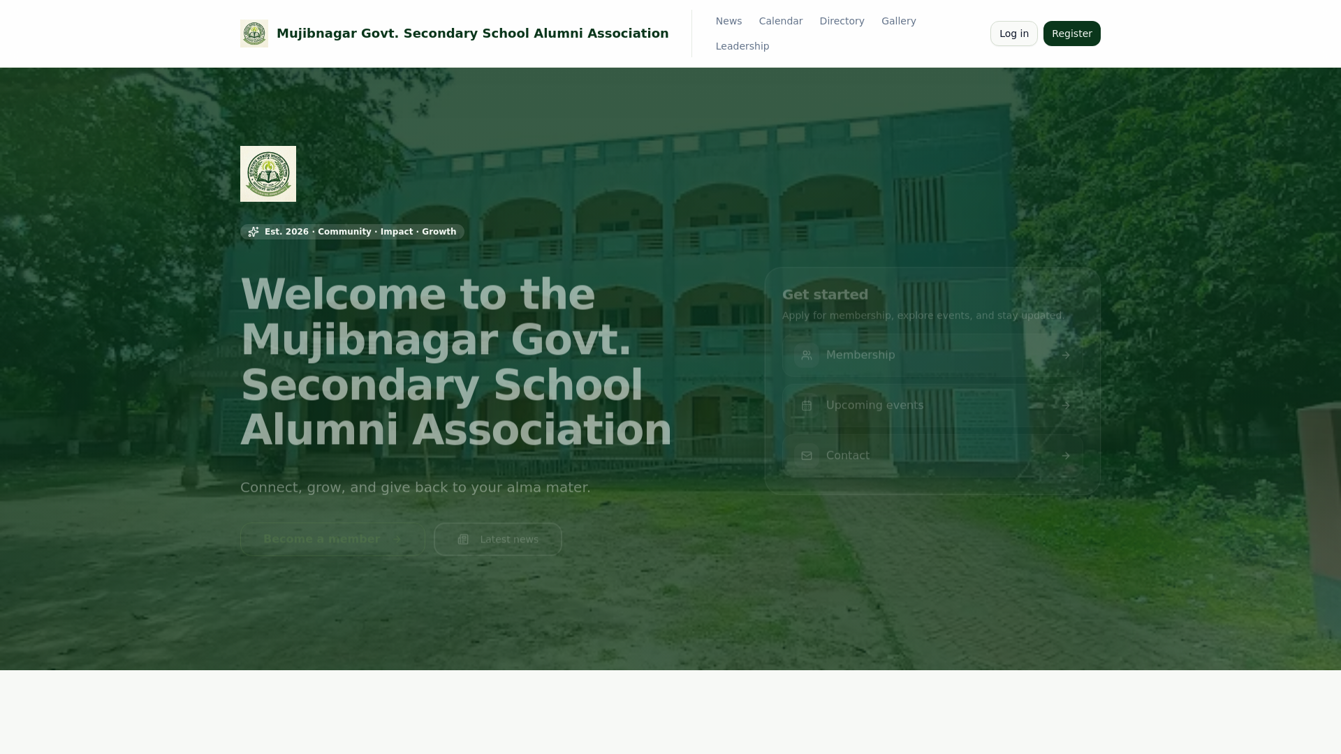 website screenshot of https://mujibnagarschoolalumni.com/