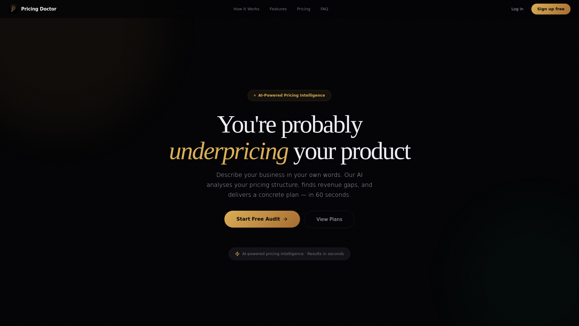 website screenshot of https://pricing-doctor.com/