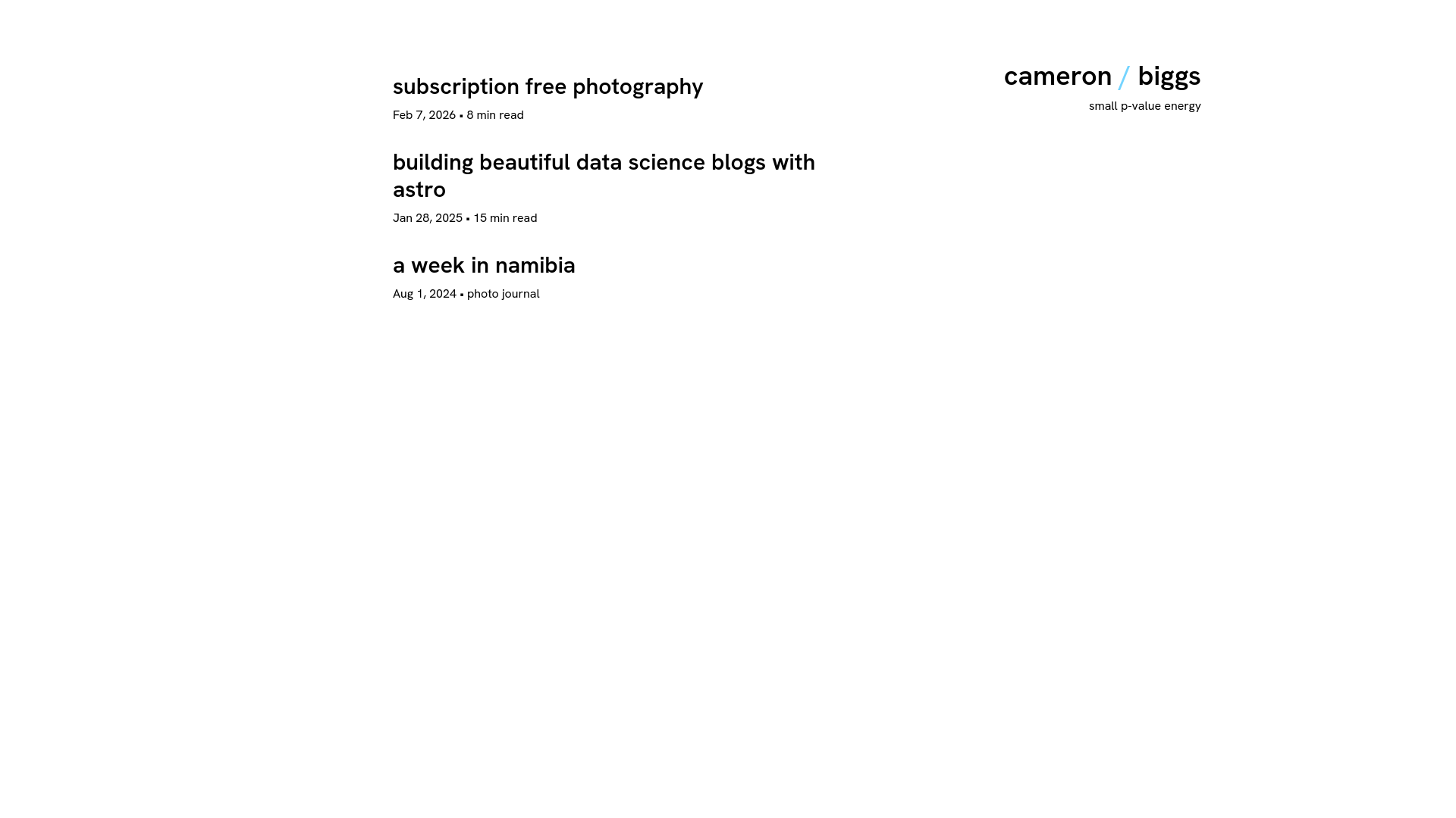 website screenshot of https://cameronbiggs.pages.dev/