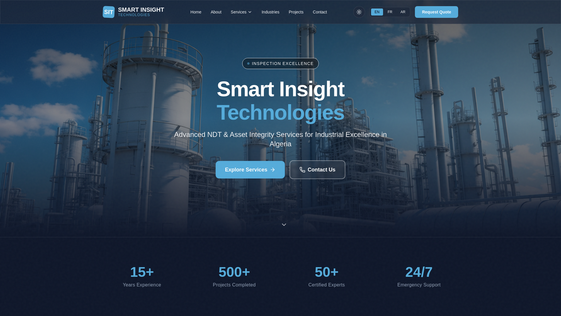 website screenshot of https://sitechnologies-dz.com