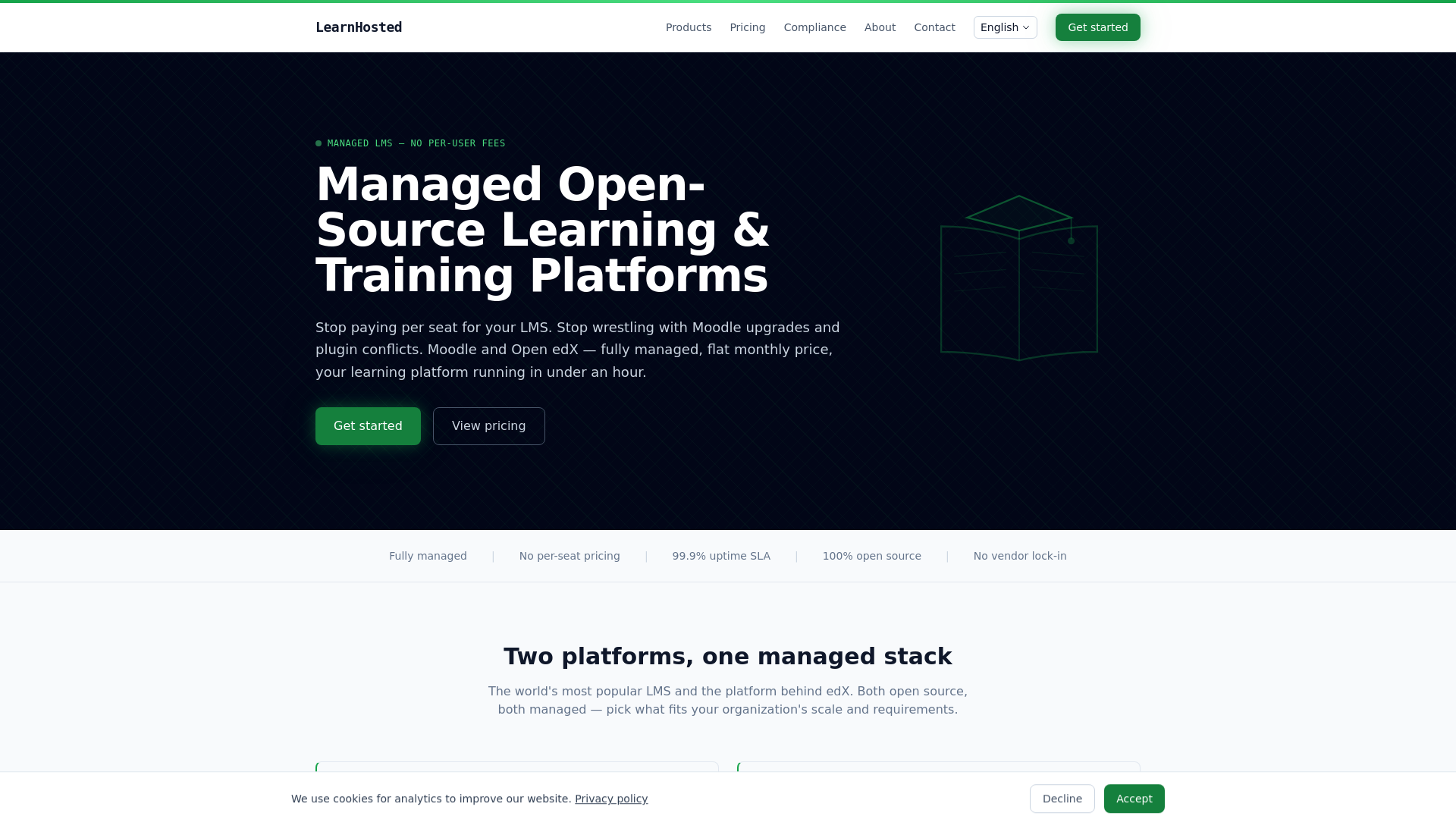 website screenshot of https://learnhosted.com/