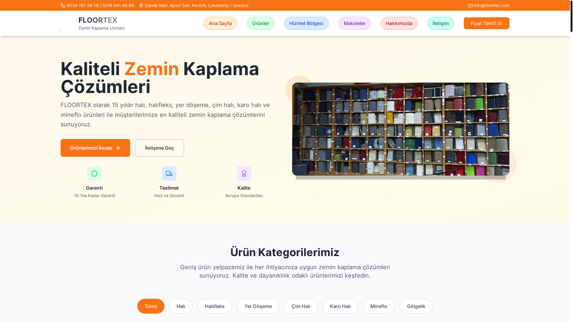 website screenshot of https://floortex.tr/