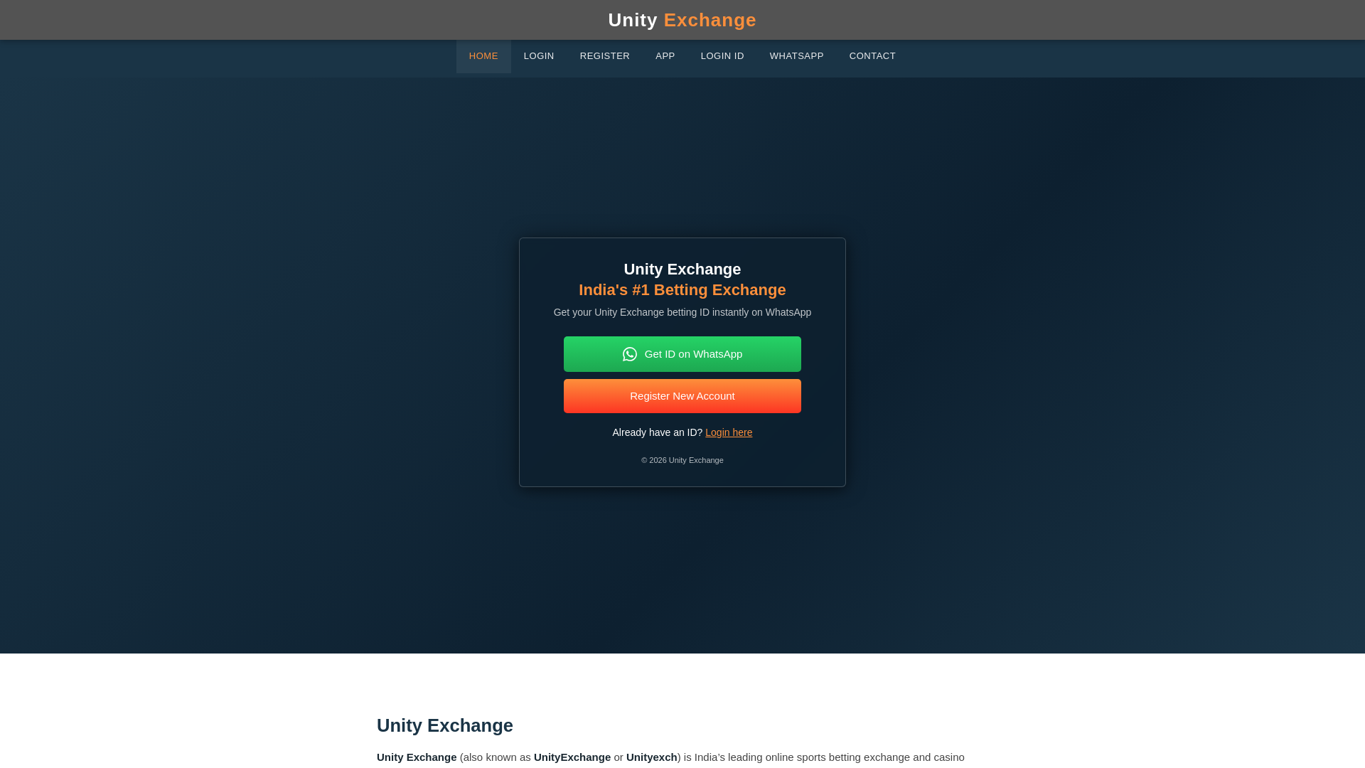 website screenshot of https://unityexchange.co.in/