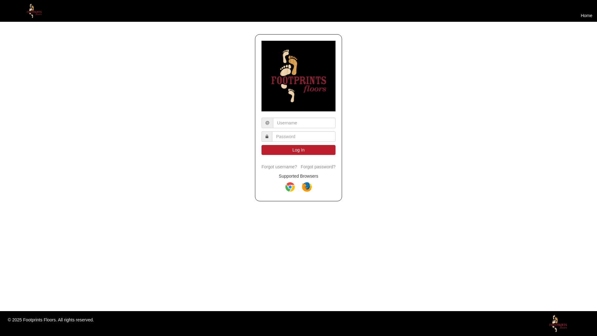 website screenshot of https://crm.footprintsfloors.com/