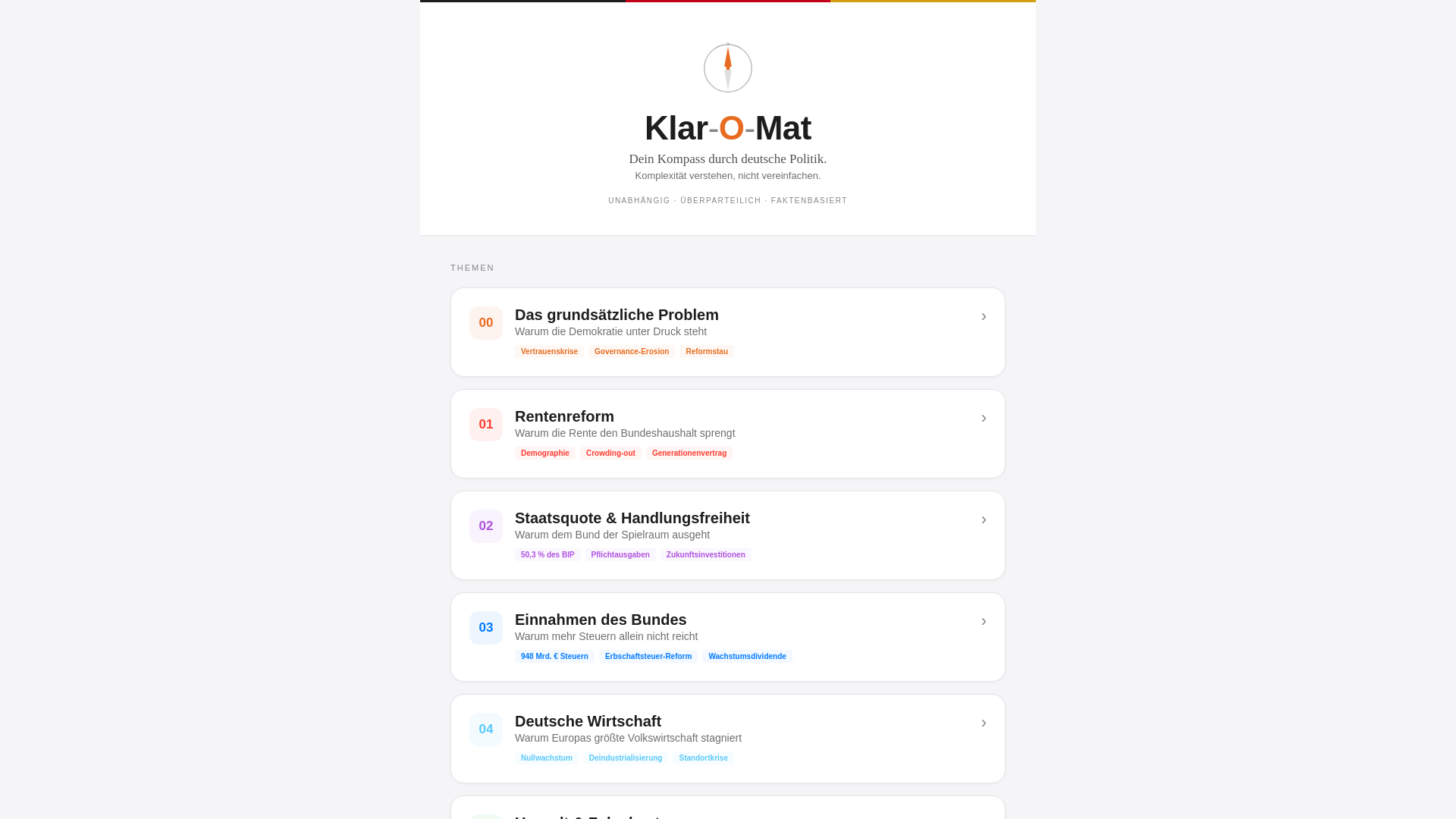 website screenshot of https://klar-o-mat.online/