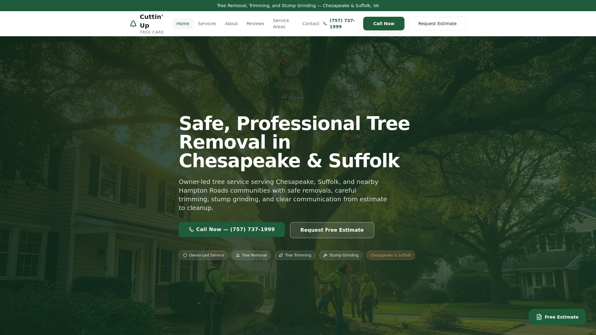 website screenshot of https://cuttinuptreecare.pages.dev/