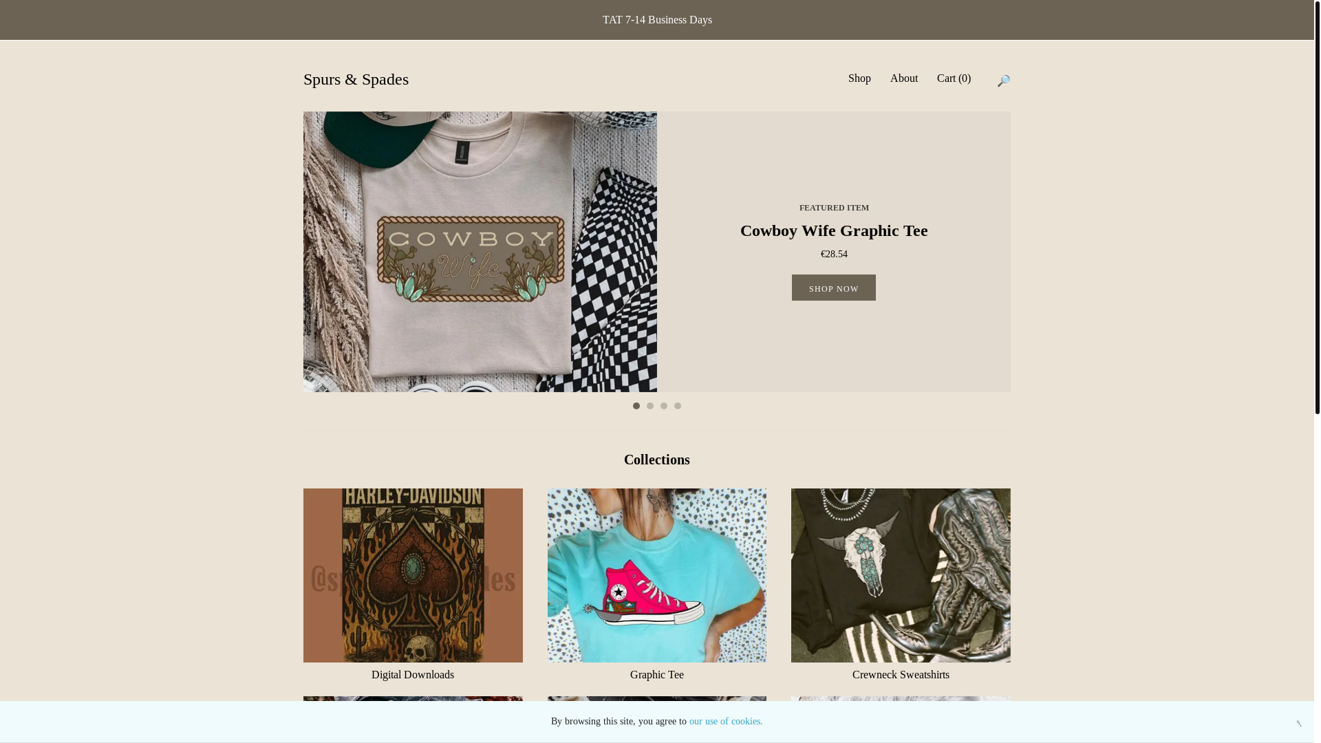website screenshot of https://spursandspades.store/