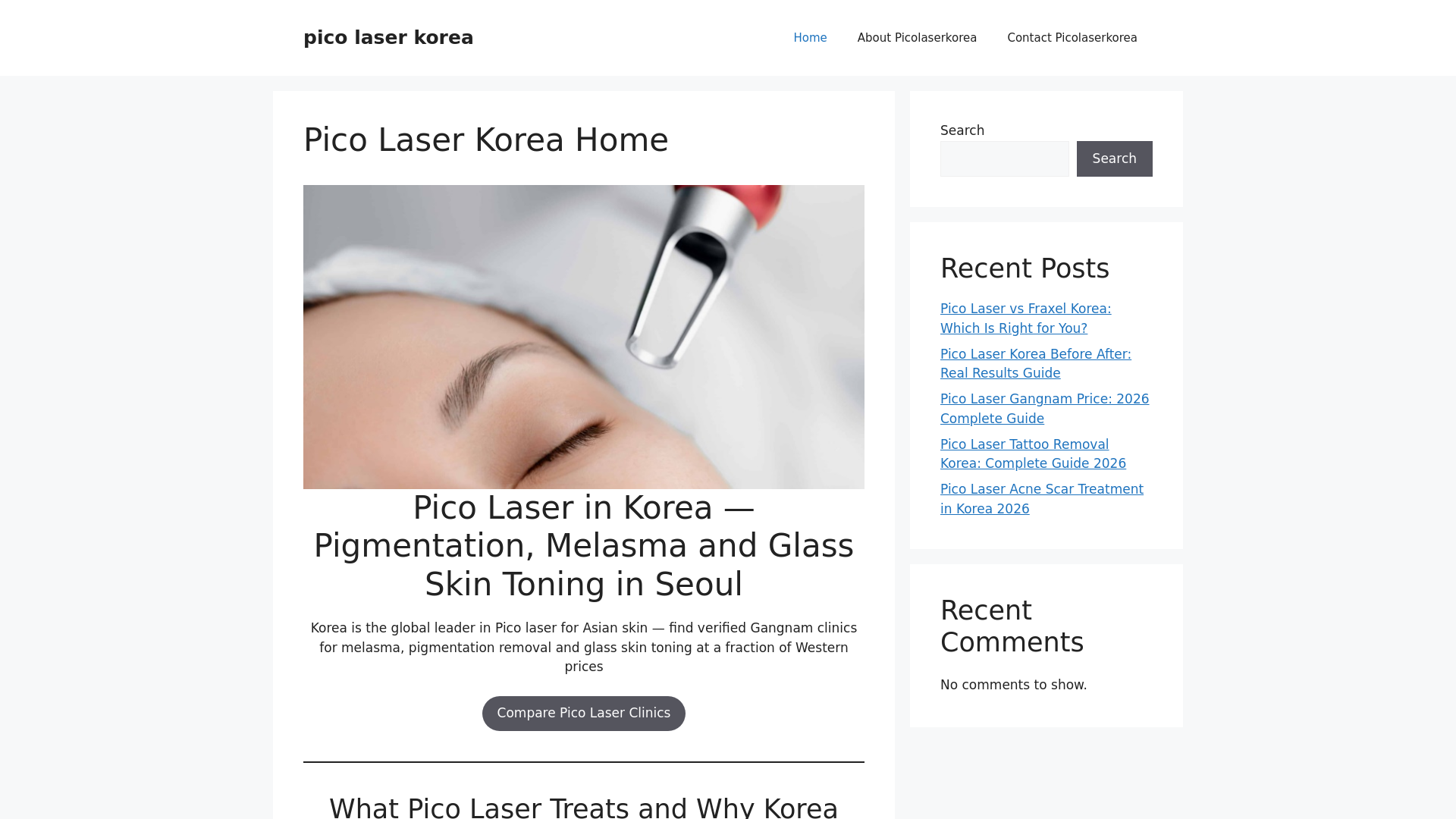 website screenshot of https://picolaserkorea.com/