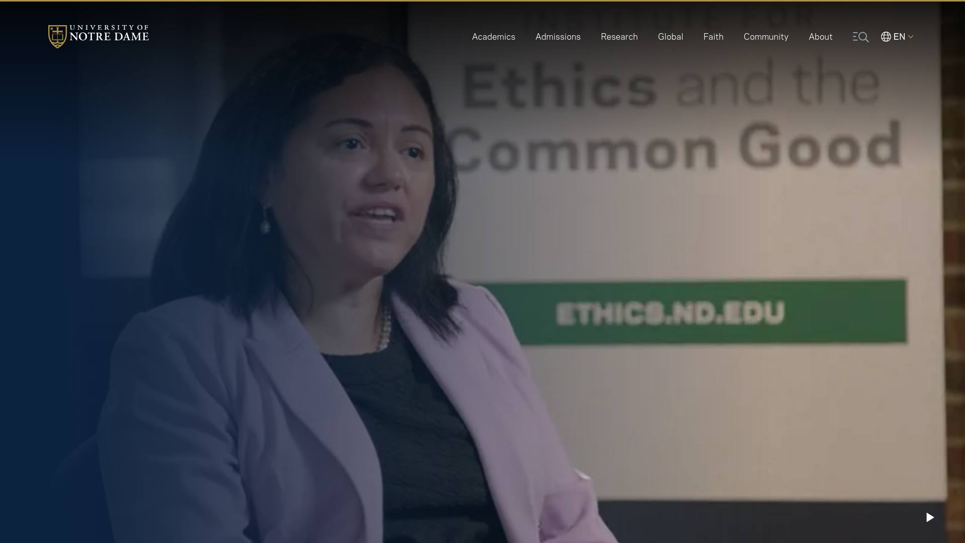 website screenshot of https://www.nd.edu/