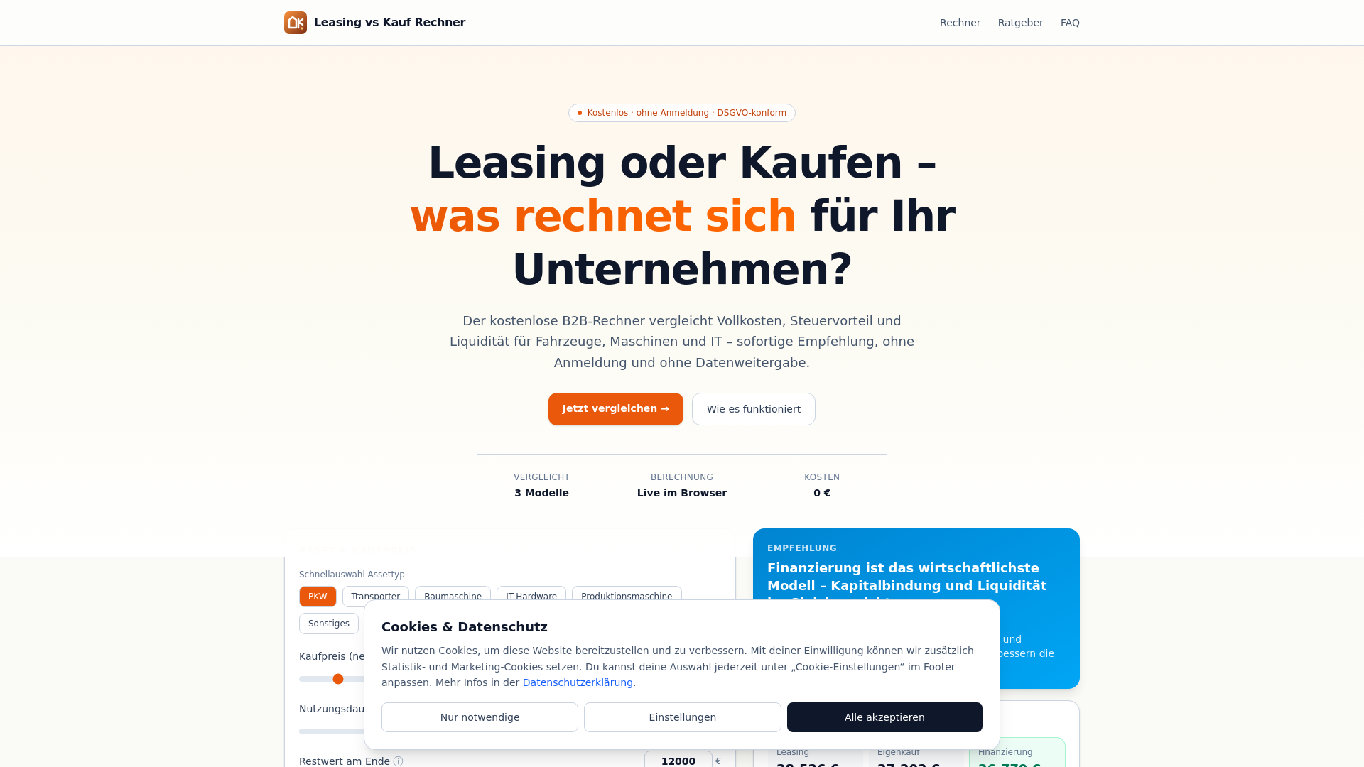 website screenshot of https://leasen-oder-kaufen.pages.dev/