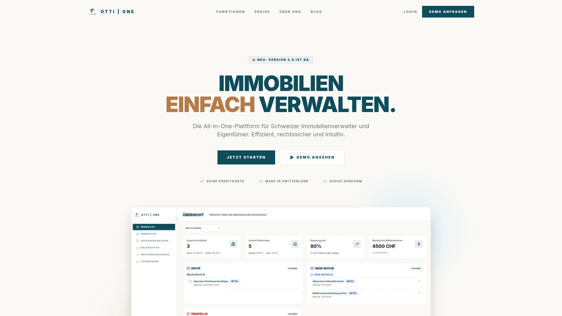 website screenshot of https://ottione.ch