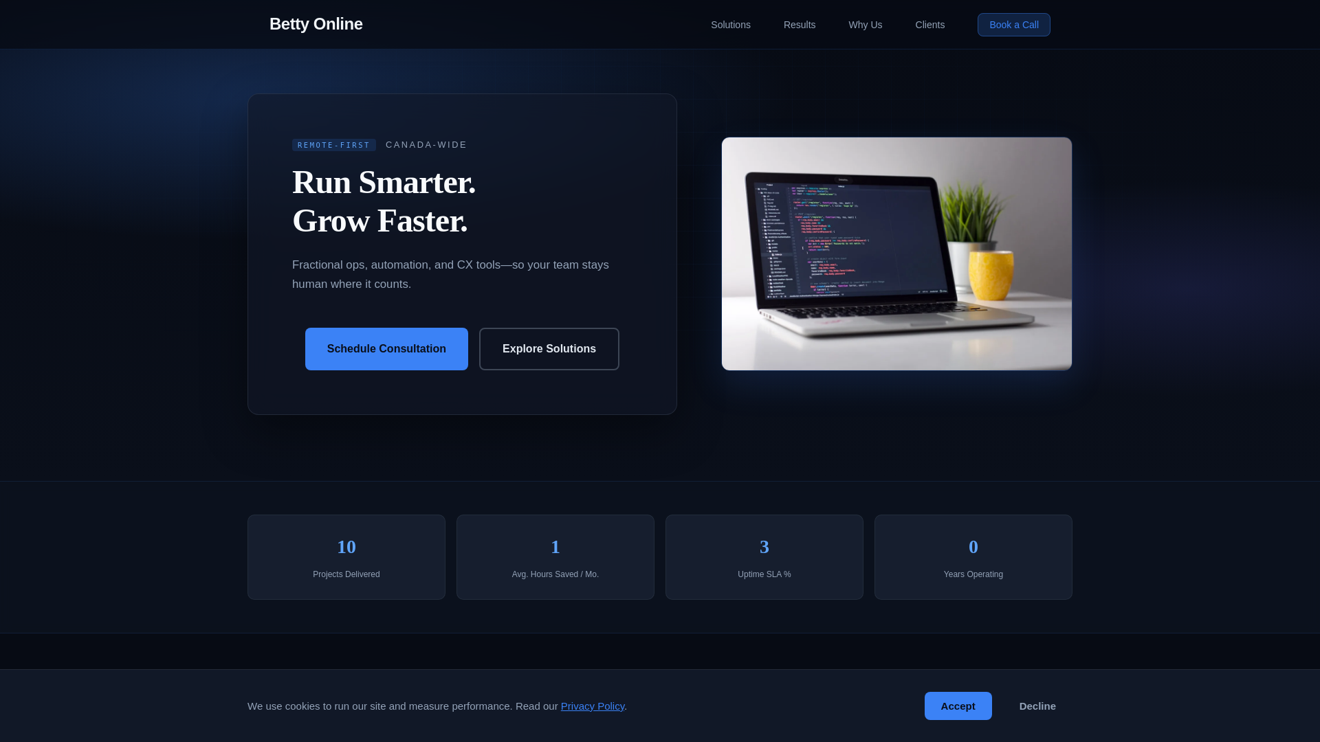 website screenshot of https://bettyonline.net/