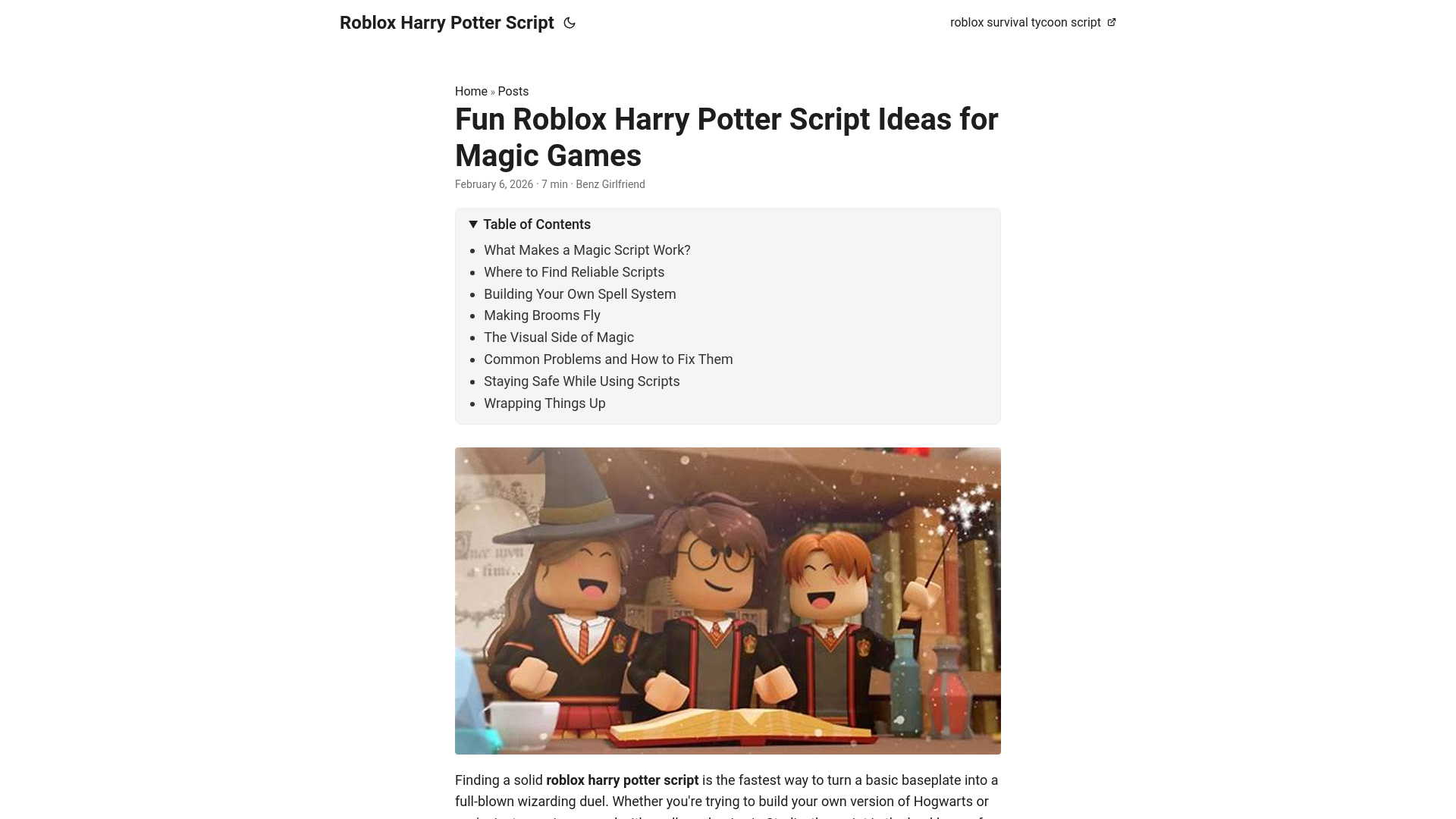 website screenshot of https://roblox-harry-potter-script.pages.dev/