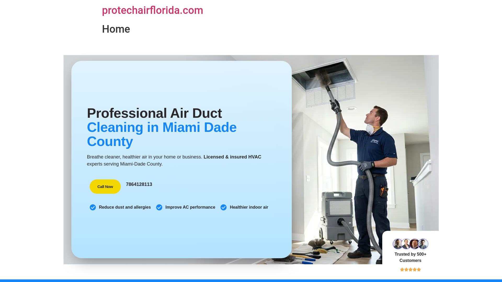 website screenshot of https://protechairflorida.com/