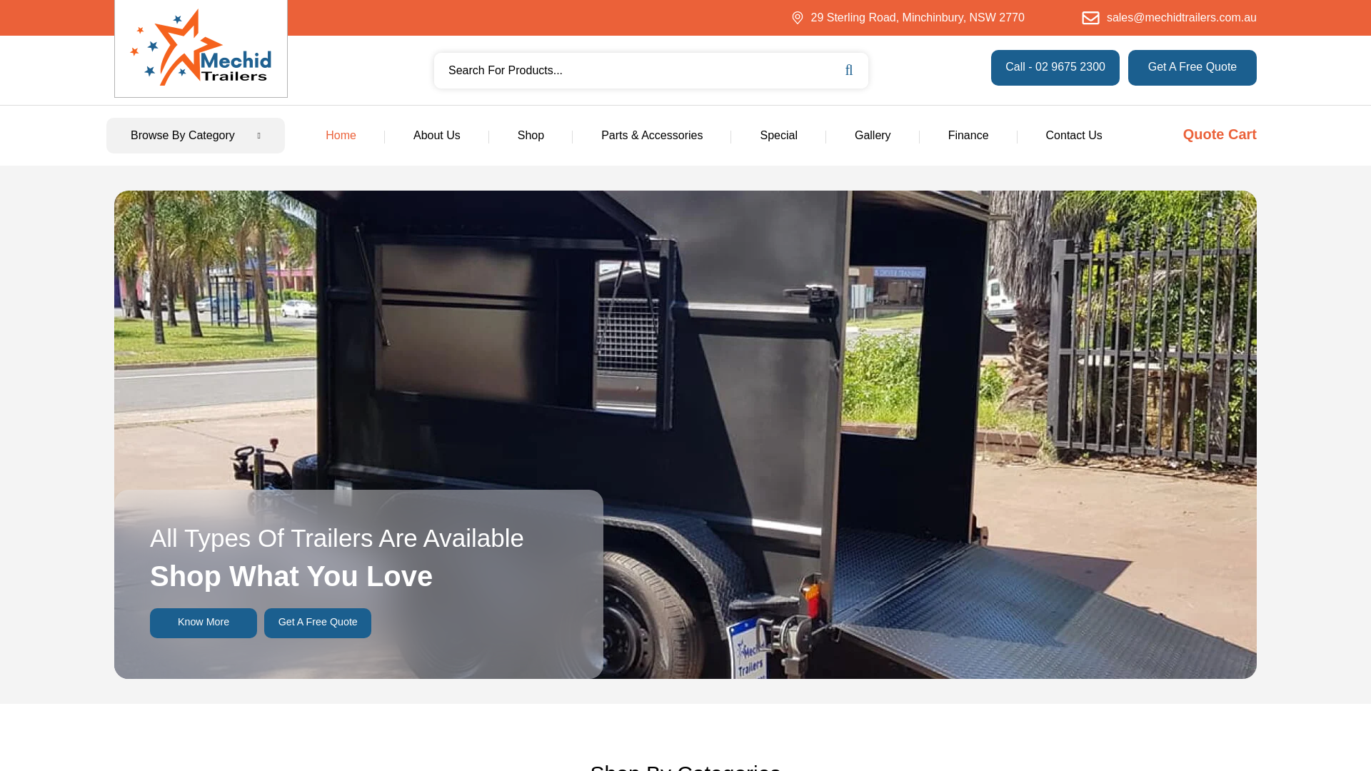 website screenshot of http://mechidtrailers.com.au/
