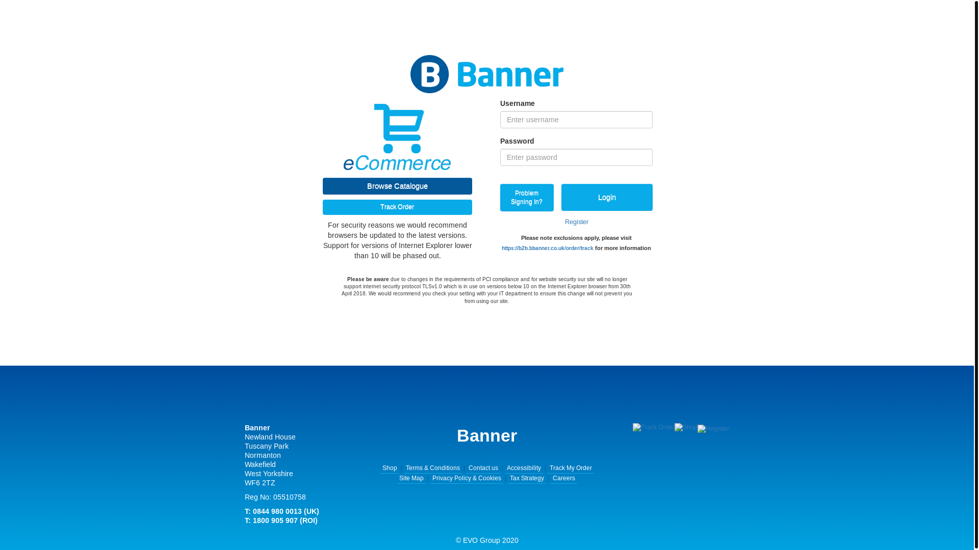 website screenshot of https://b2b.bbanner.co.uk/