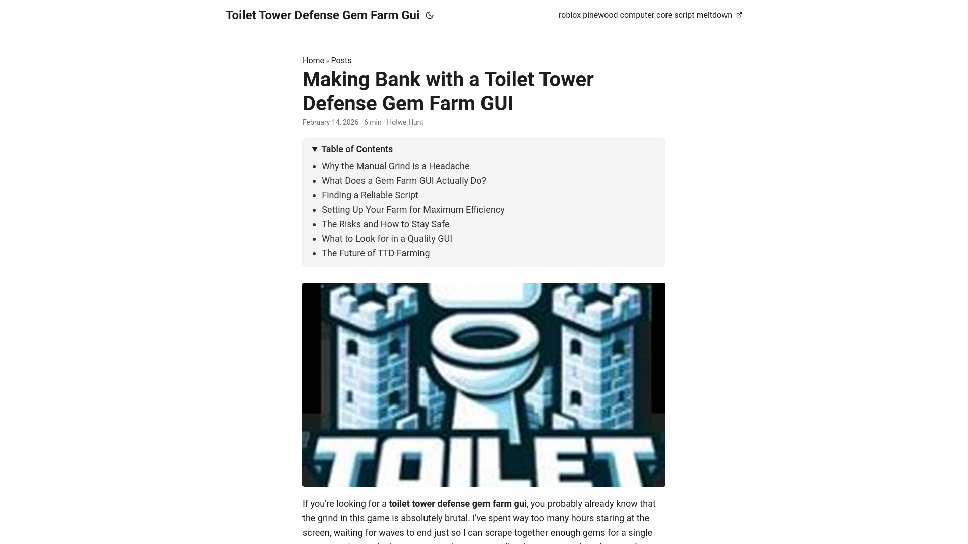 website screenshot of https://toilet-tower-defense-gem-farm-gui.pages.dev/