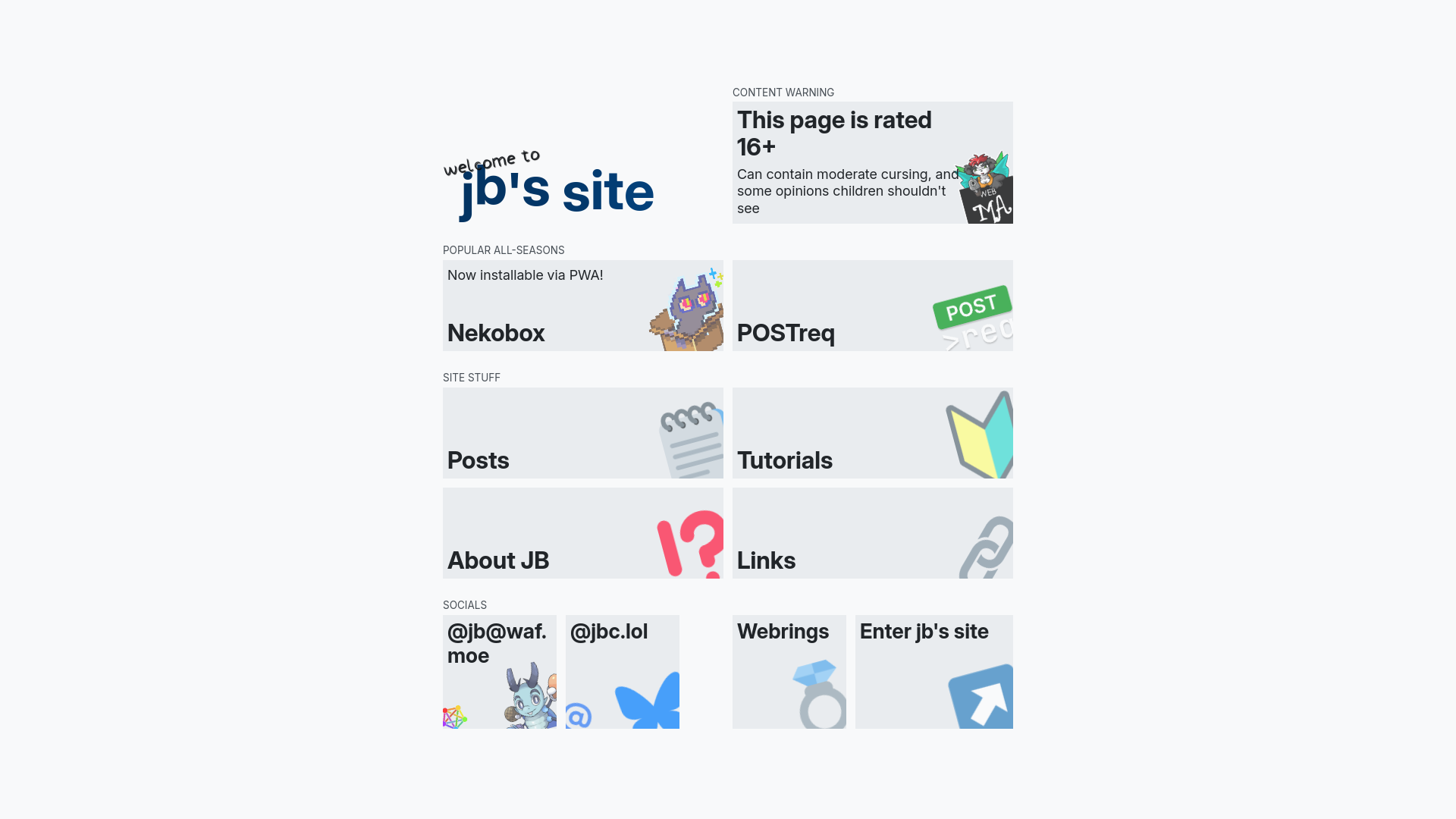 website screenshot of https://jbc.lol/
