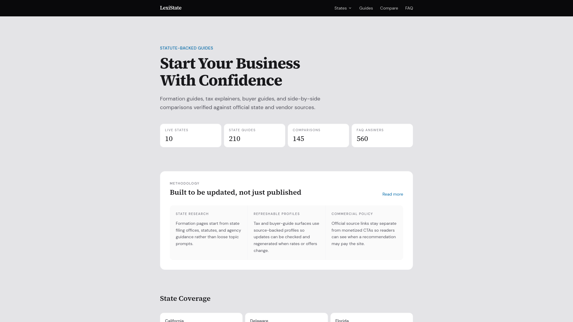website screenshot of https://lexistate.com
