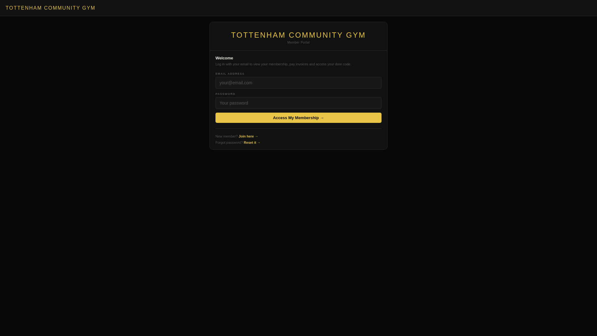 website screenshot of https://tottenhamcommunitygym.com.au/