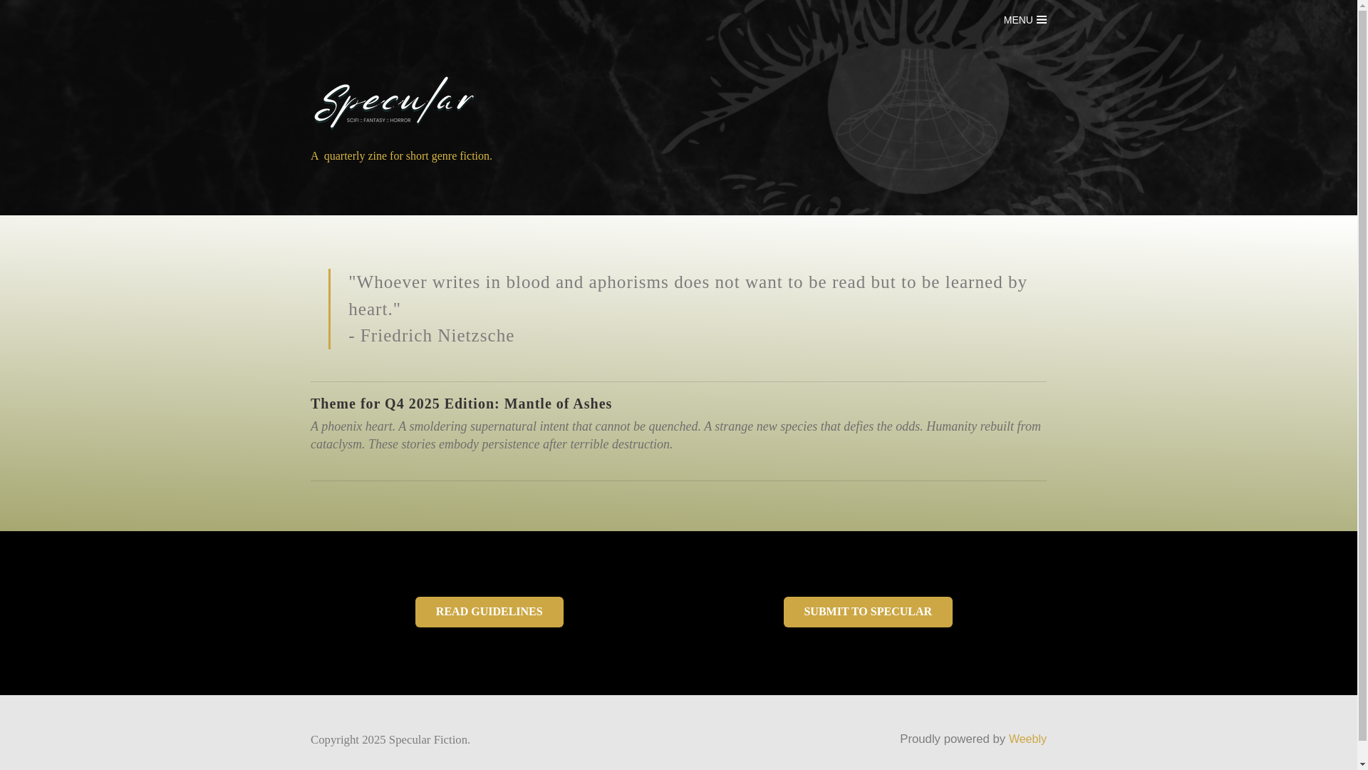 website screenshot of https://specularfiction.com/