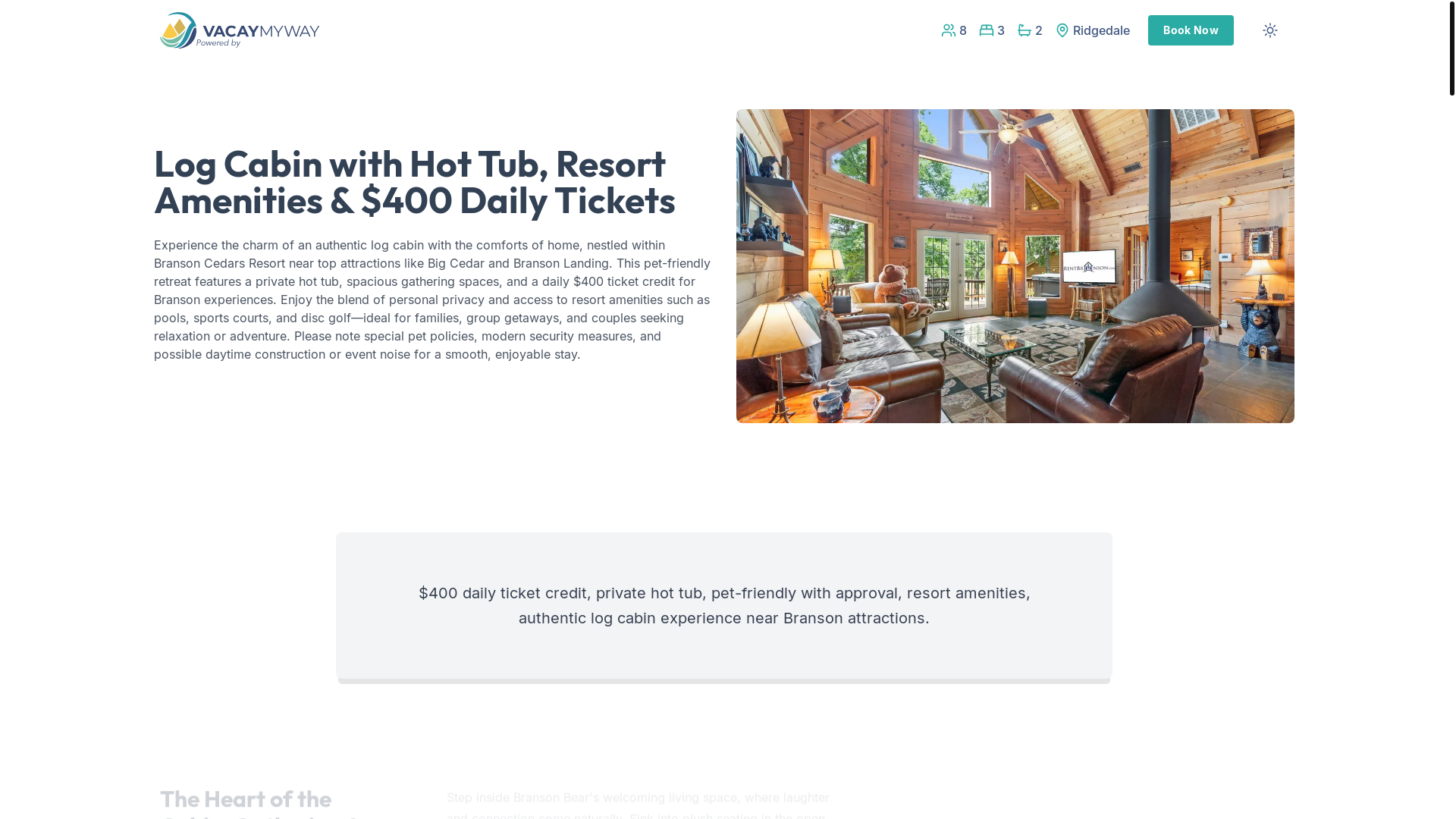 website screenshot of https://blisscedar.rentals/