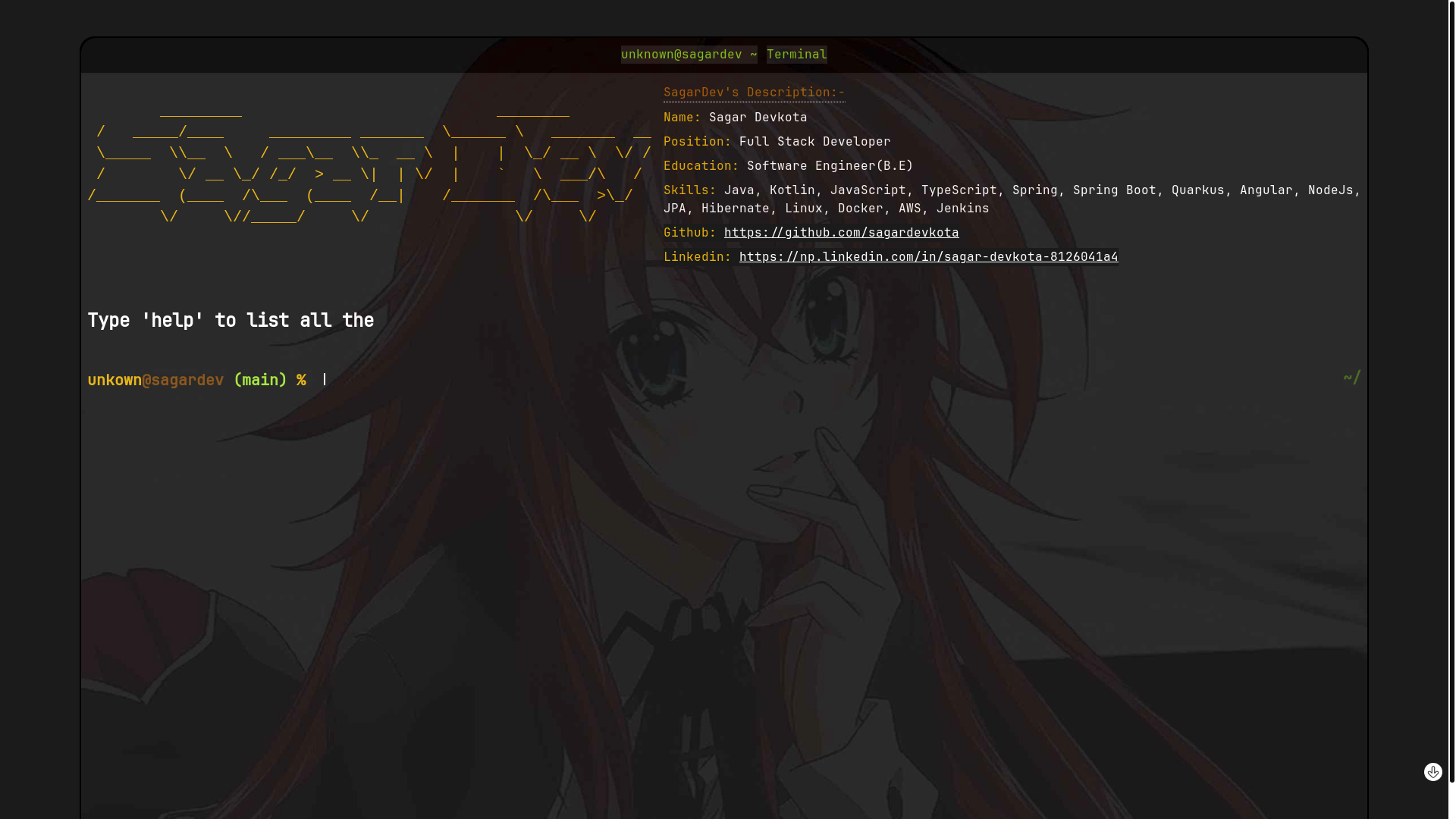 website screenshot of https://sagardev.pages.dev/
