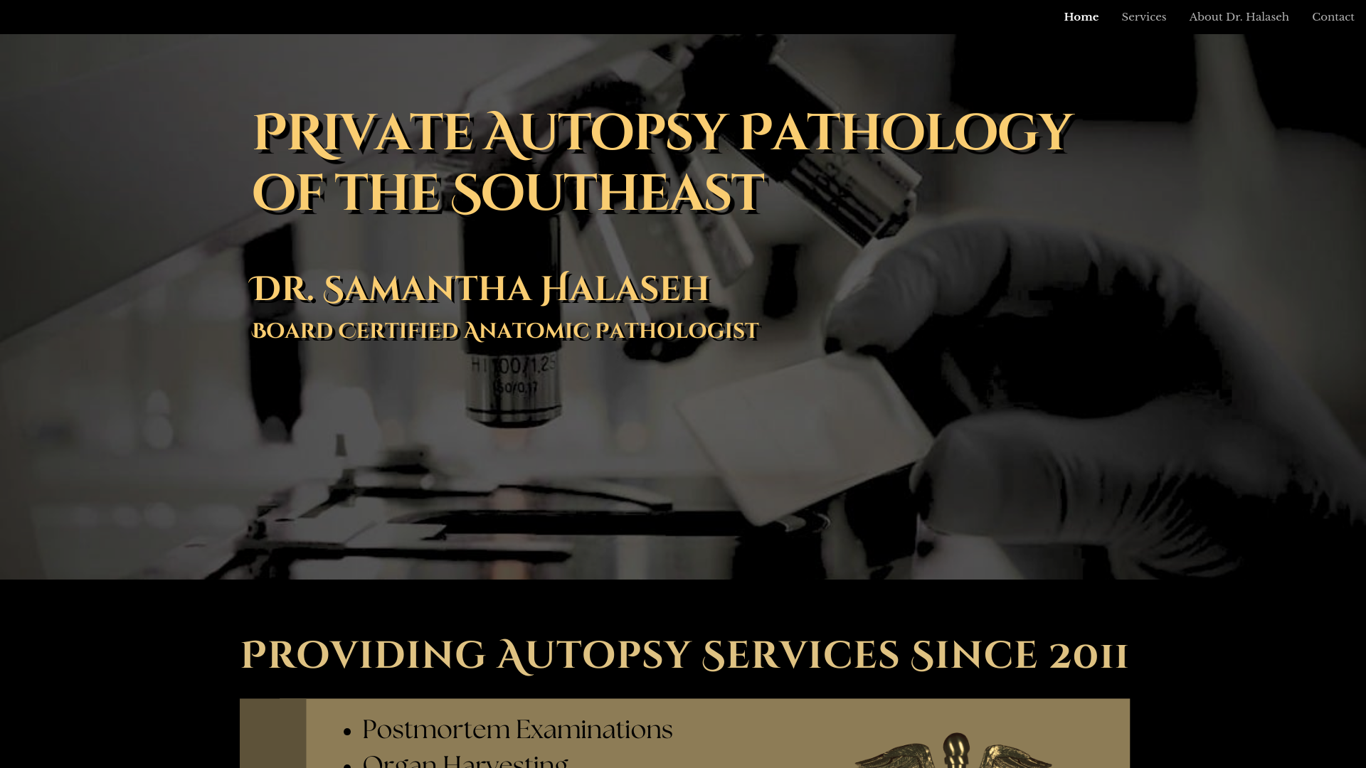 website screenshot of https://privateautopsypathology.com/