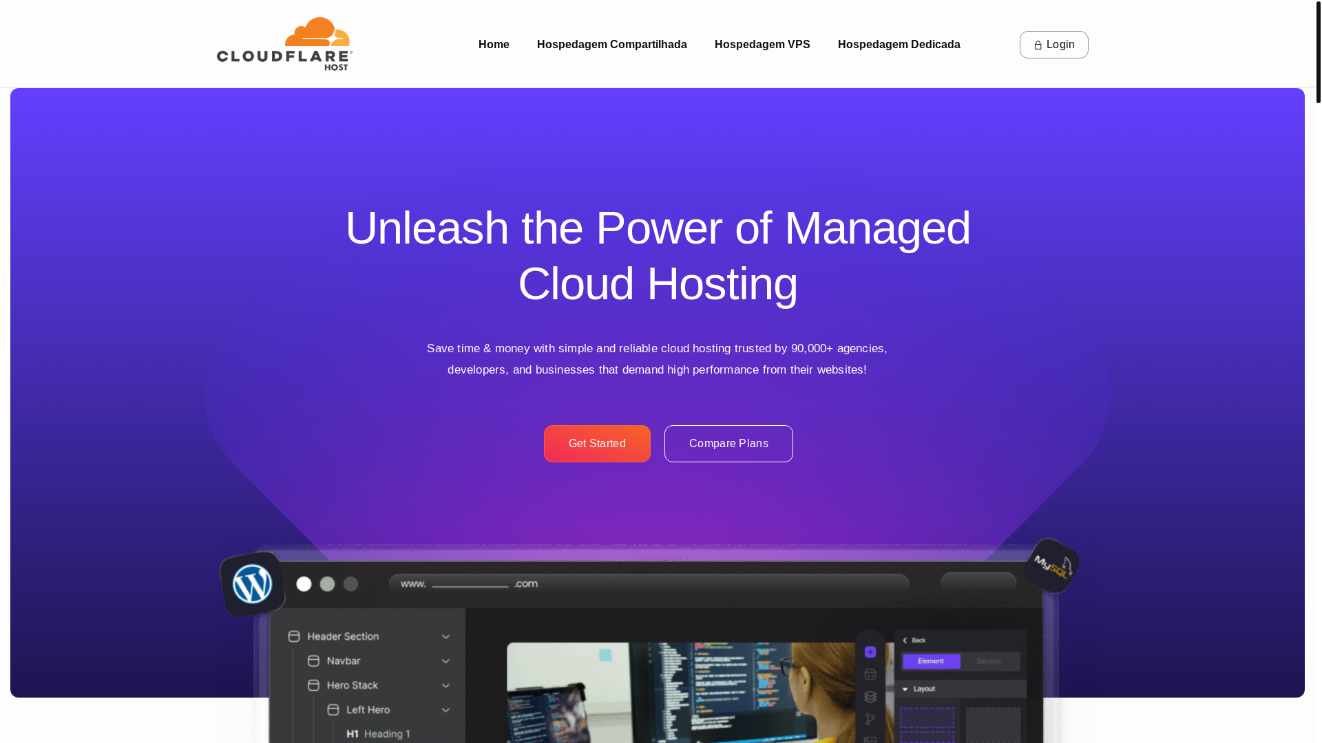 website screenshot of https://cloudflarehost.com.br