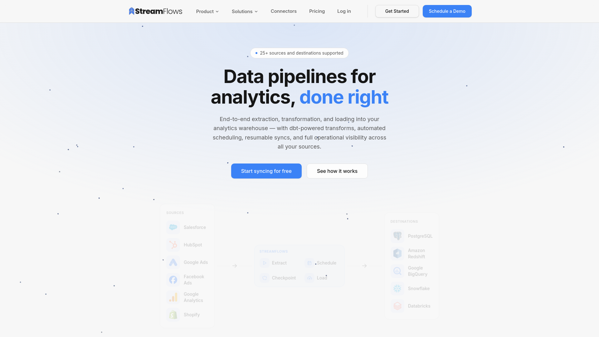 website screenshot of https://streamflows.cloud