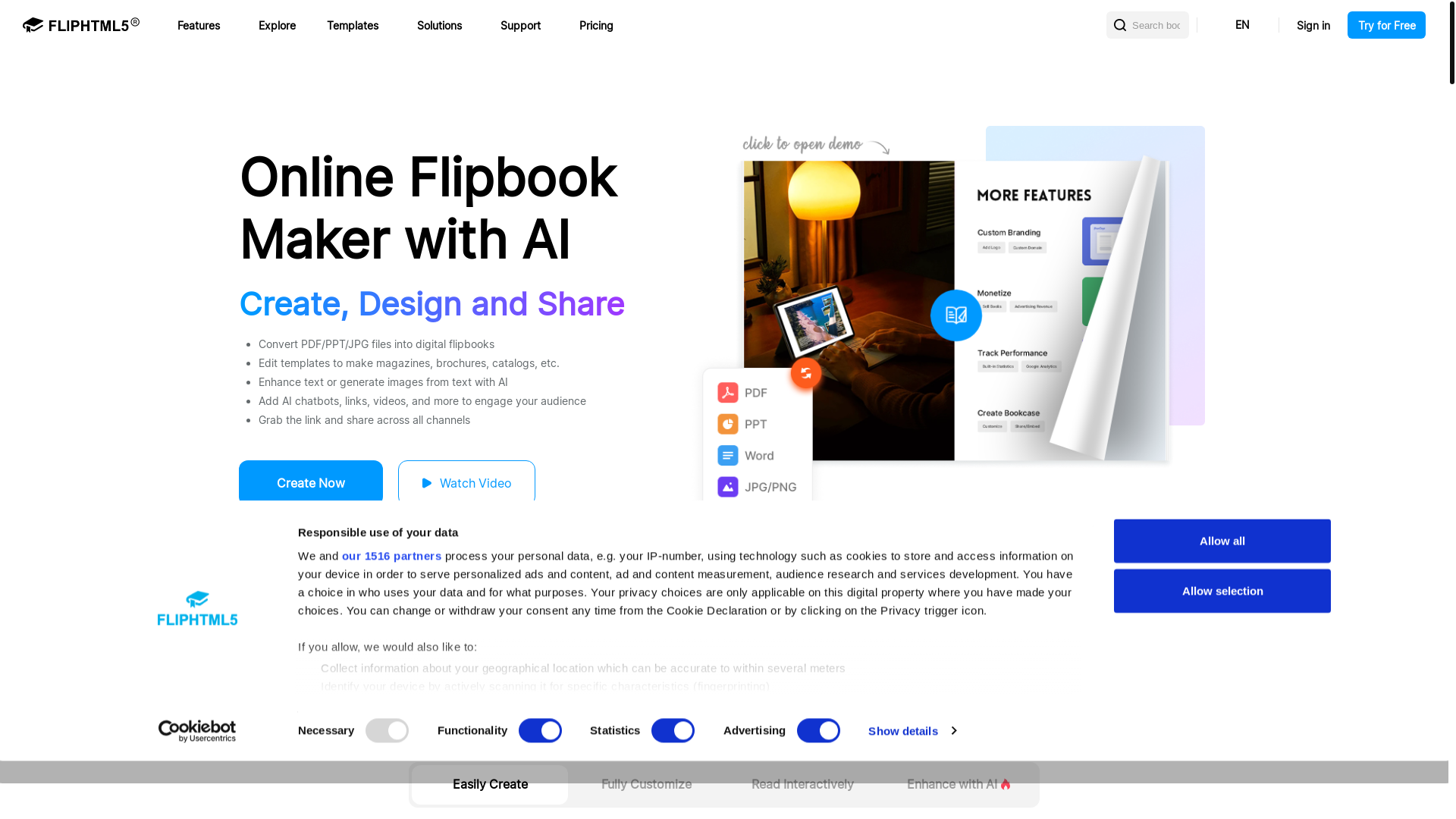 website screenshot of https://online.fliphtml5.com/