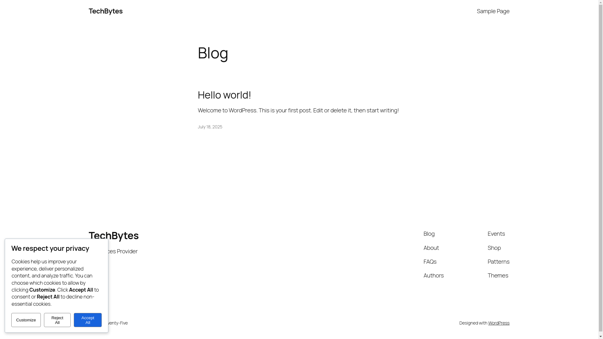 website screenshot of https://techbytes.no/