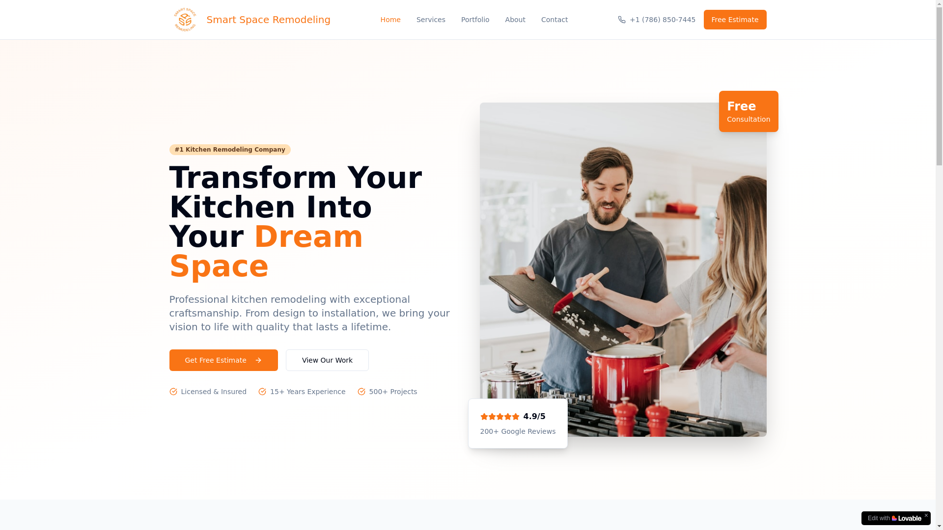 website screenshot of https://smartspaceremodeling.com/