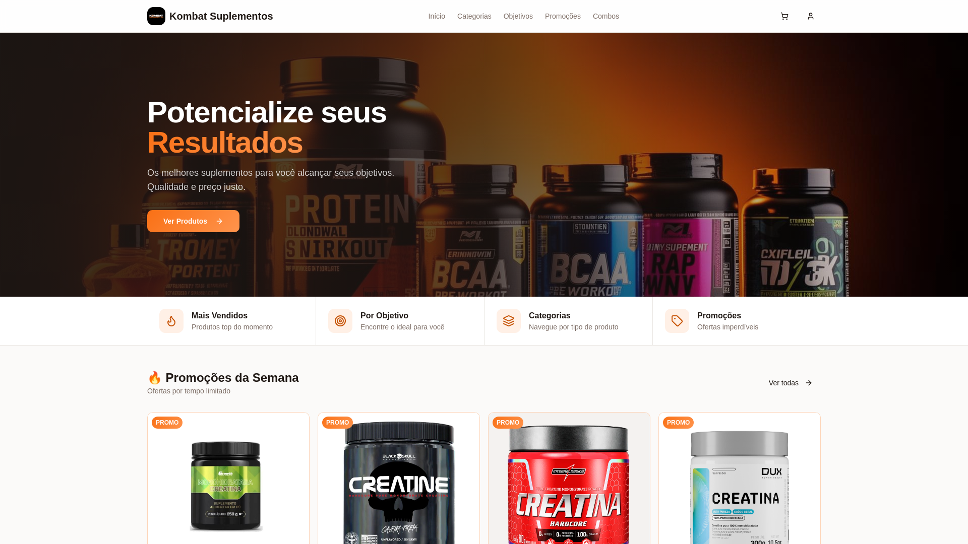 website screenshot of https://kombatsuplementos.online