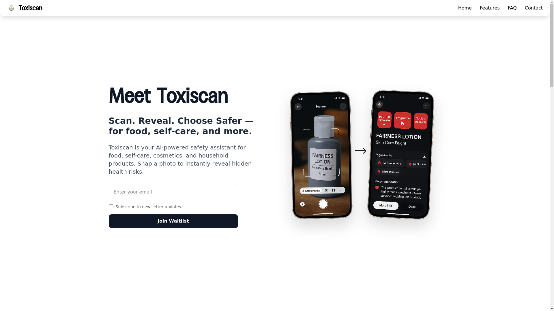 website screenshot of https://toxiscan.app/