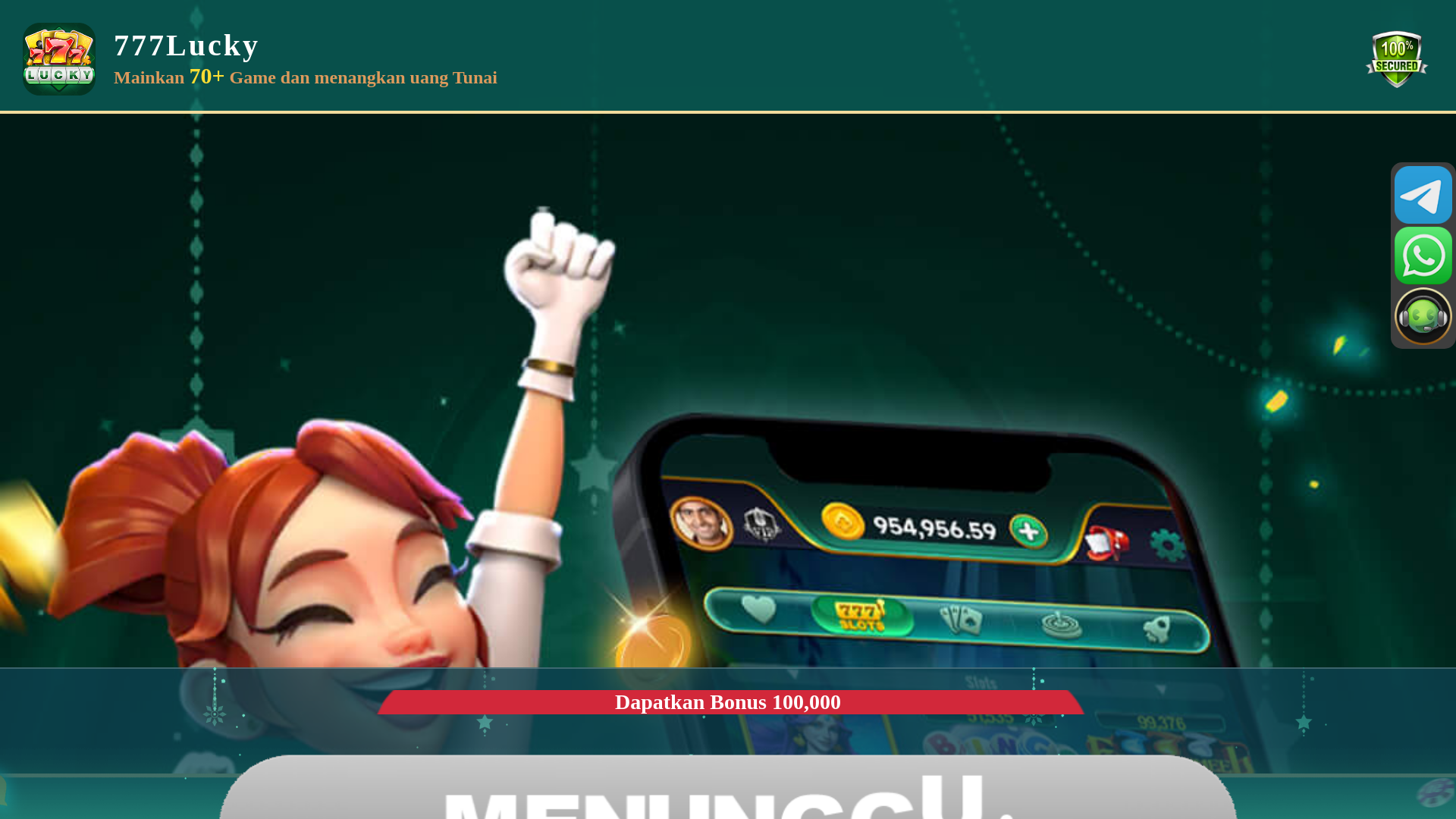 website screenshot of https://777lucky9.com