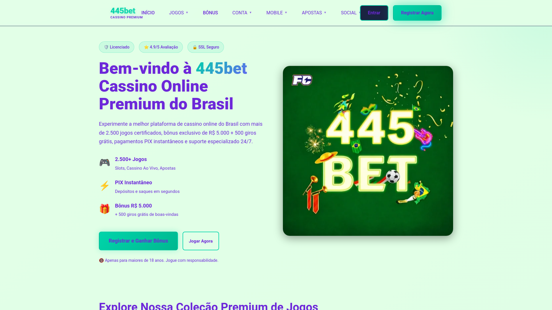 website screenshot of https://445bets1.com/