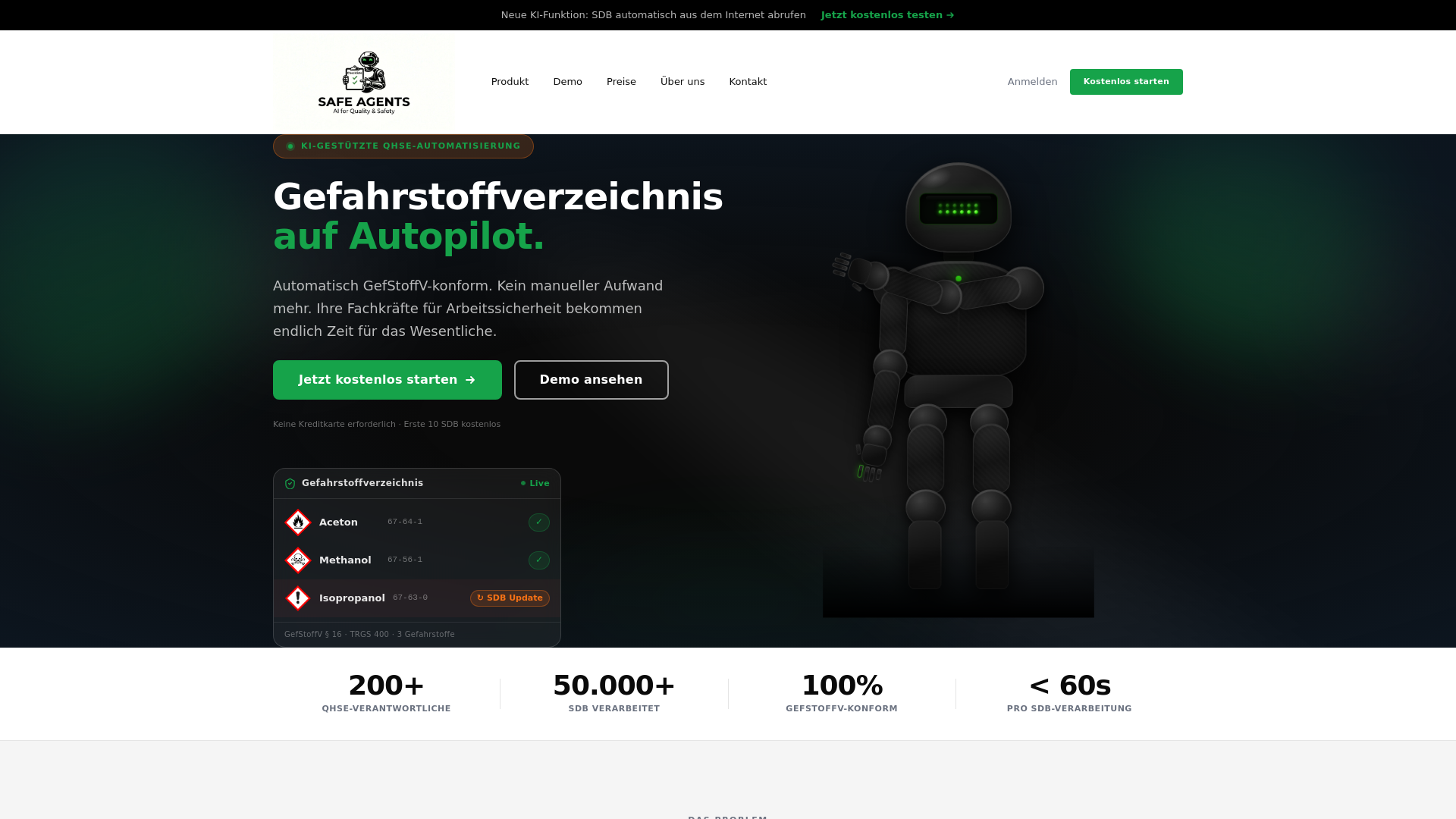 website screenshot of https://safe-agents.de/